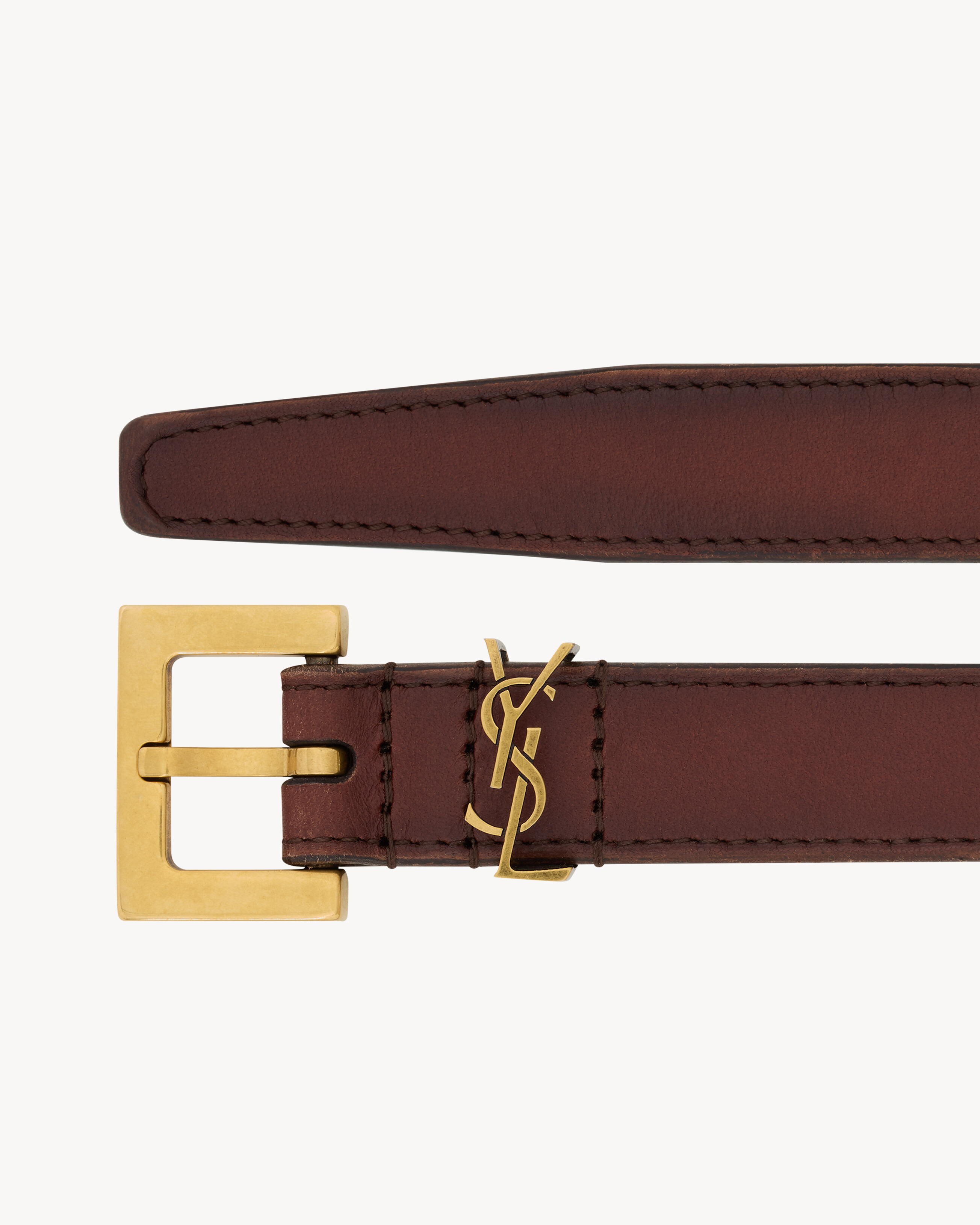 cassandre thin belt in vegetable-tanned leather - 3