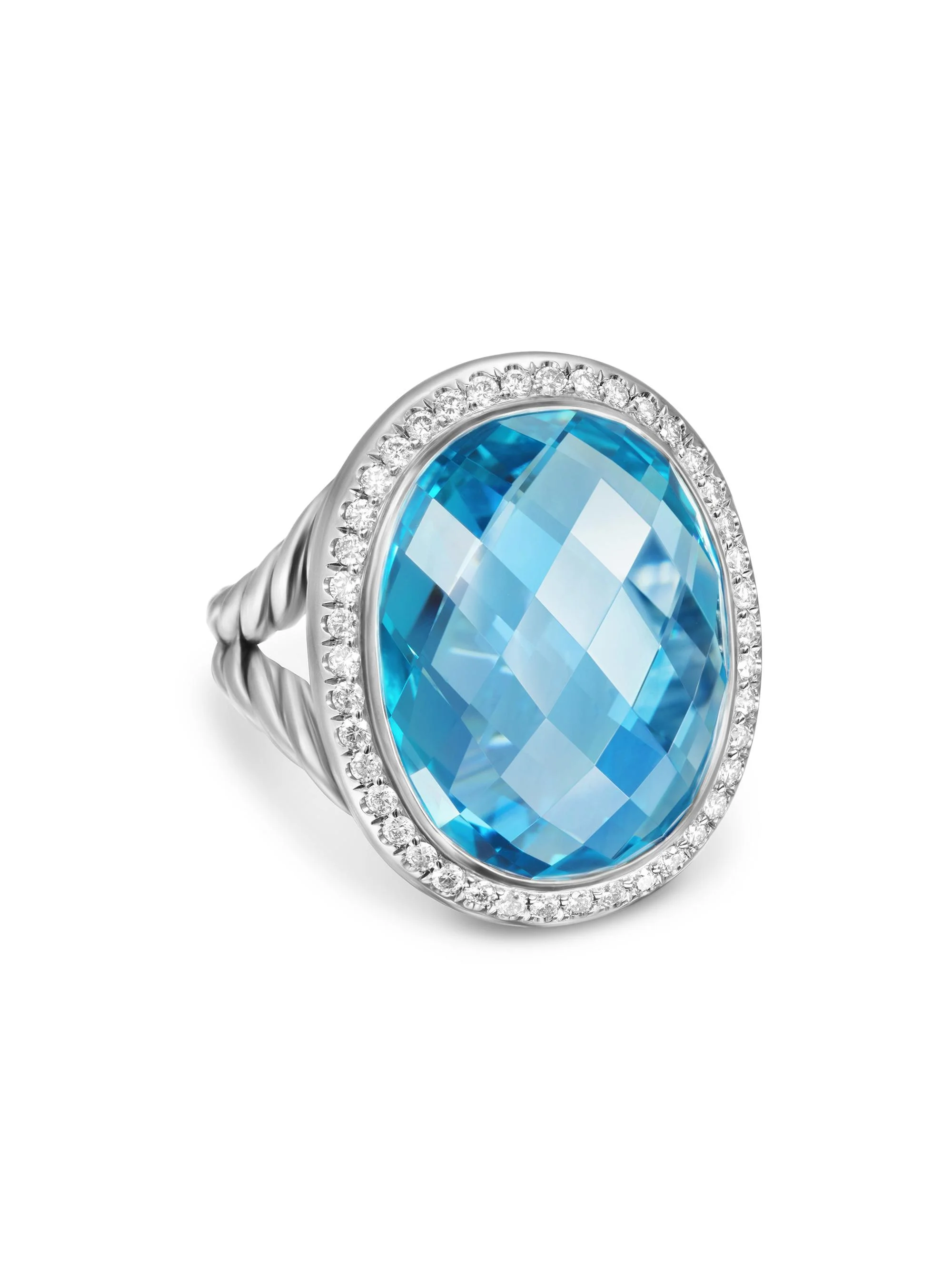 Women's Albion Oval Ring in Sterling Silver - Blue Topaz - 1