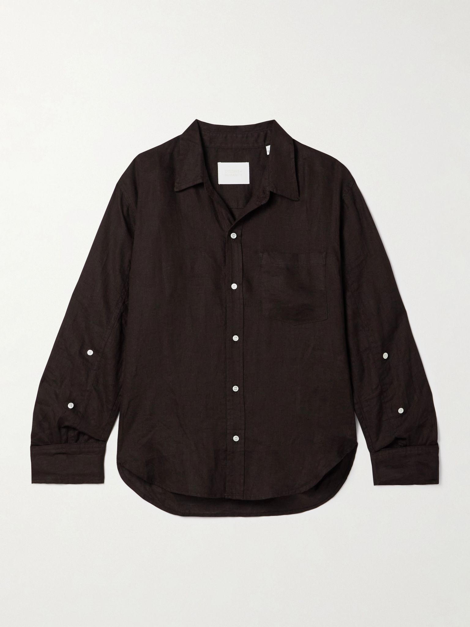 Kayla Shrunken linen shirt Brown - 1