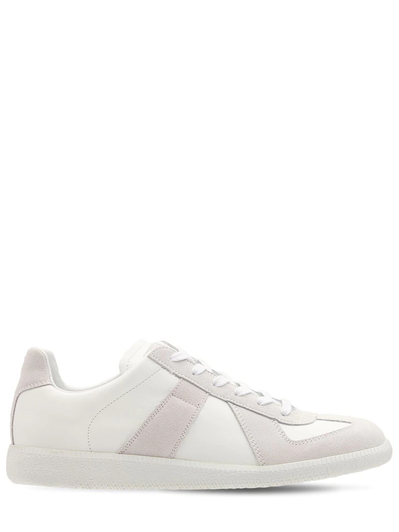 REPLICA LEATHER & SUEDE LOW TOP SNEAKERS - 1