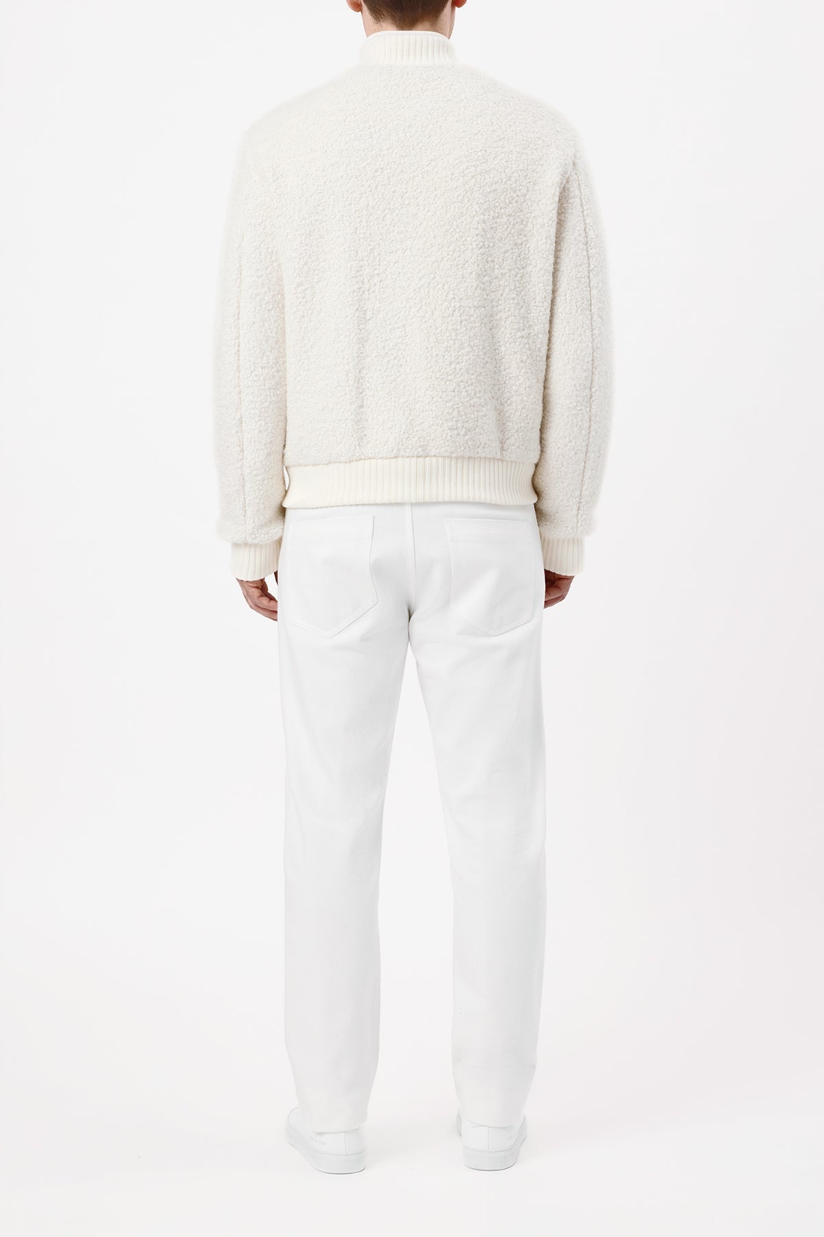 Brandon Bomber Jacket in Ivory Cashmere Boucle - 4