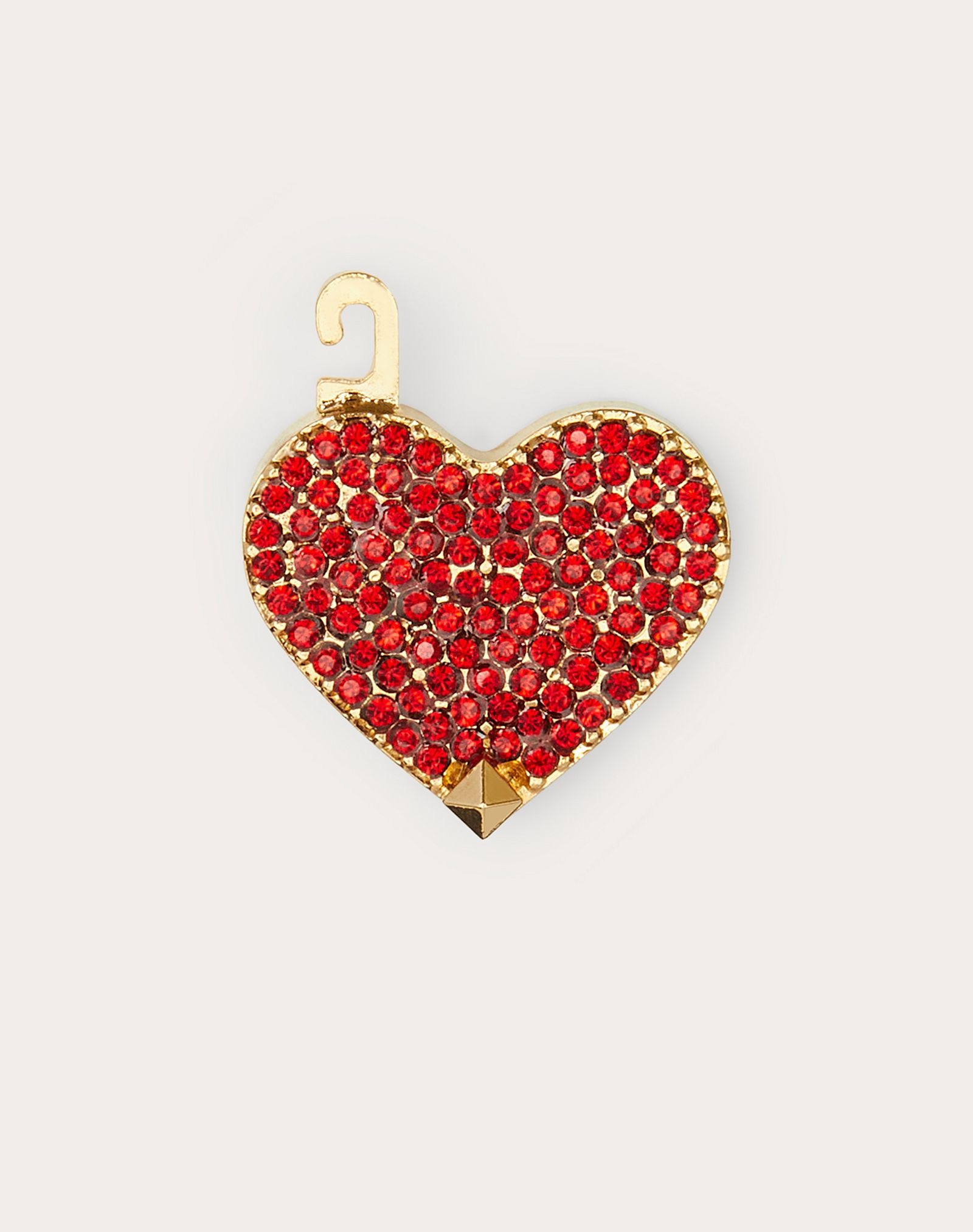 Call me Valentino heart-shaped metal and crystal charm - 1