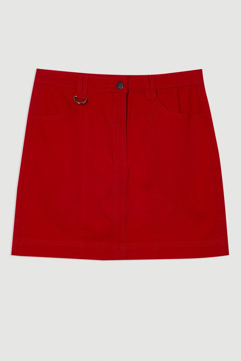 Denim Seamed Mini Skirt 4