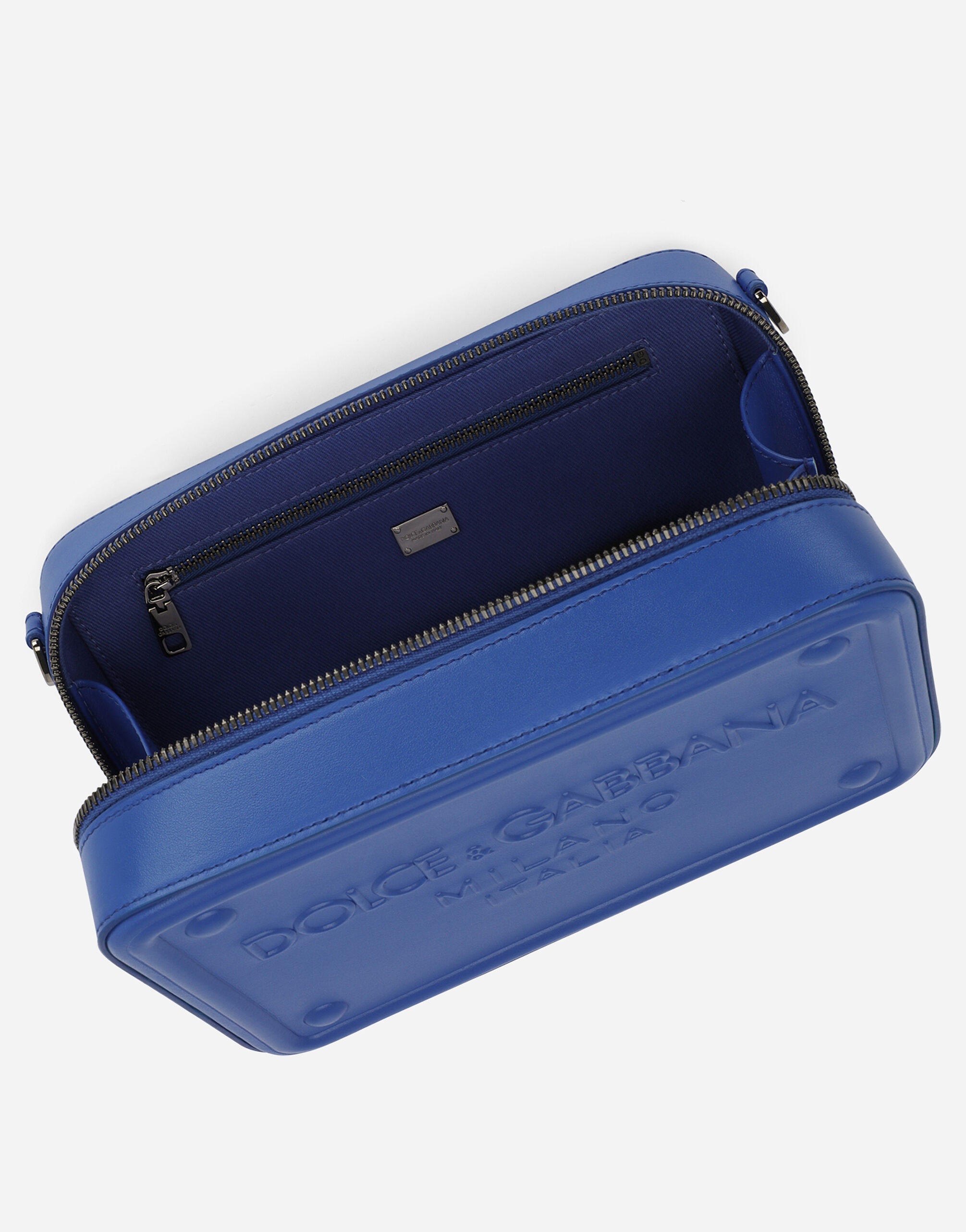 Calfskin crossbody bag with raised logo - 5