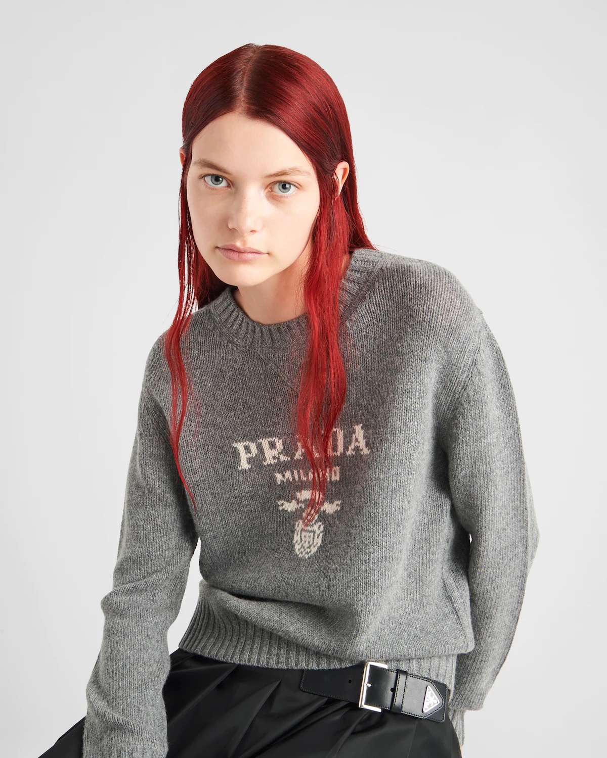 Prada Cashmere and wool Prada logo crew-neck sweater | prada