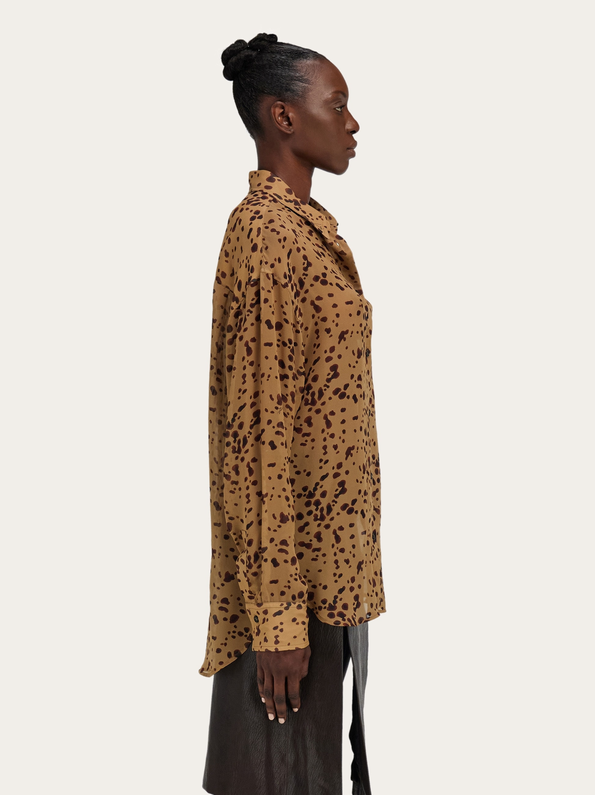 Georgette shirt with orchid print - 3
