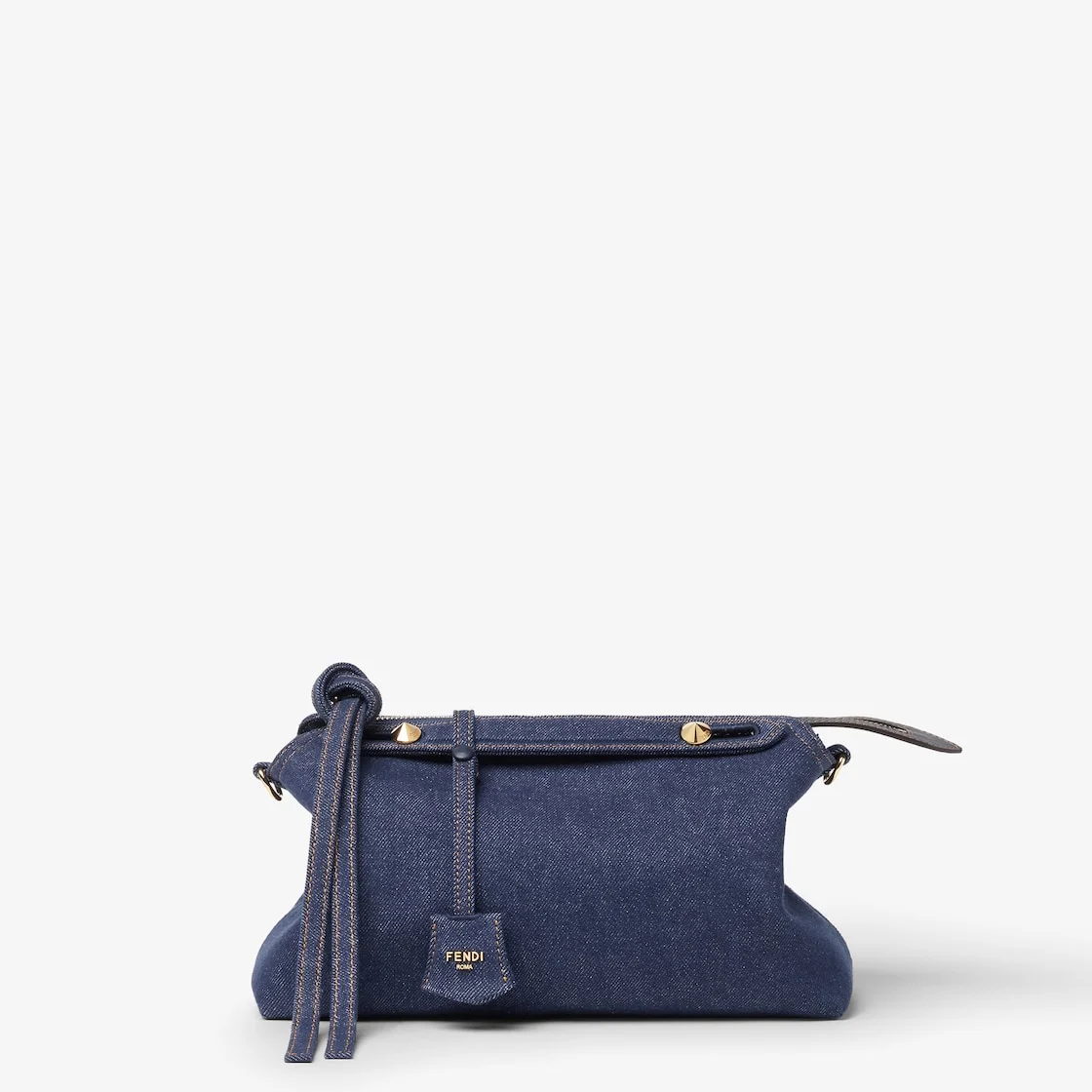 By The Way Soft Medium Dark blue FF jacquard and denim reversible bag - 1