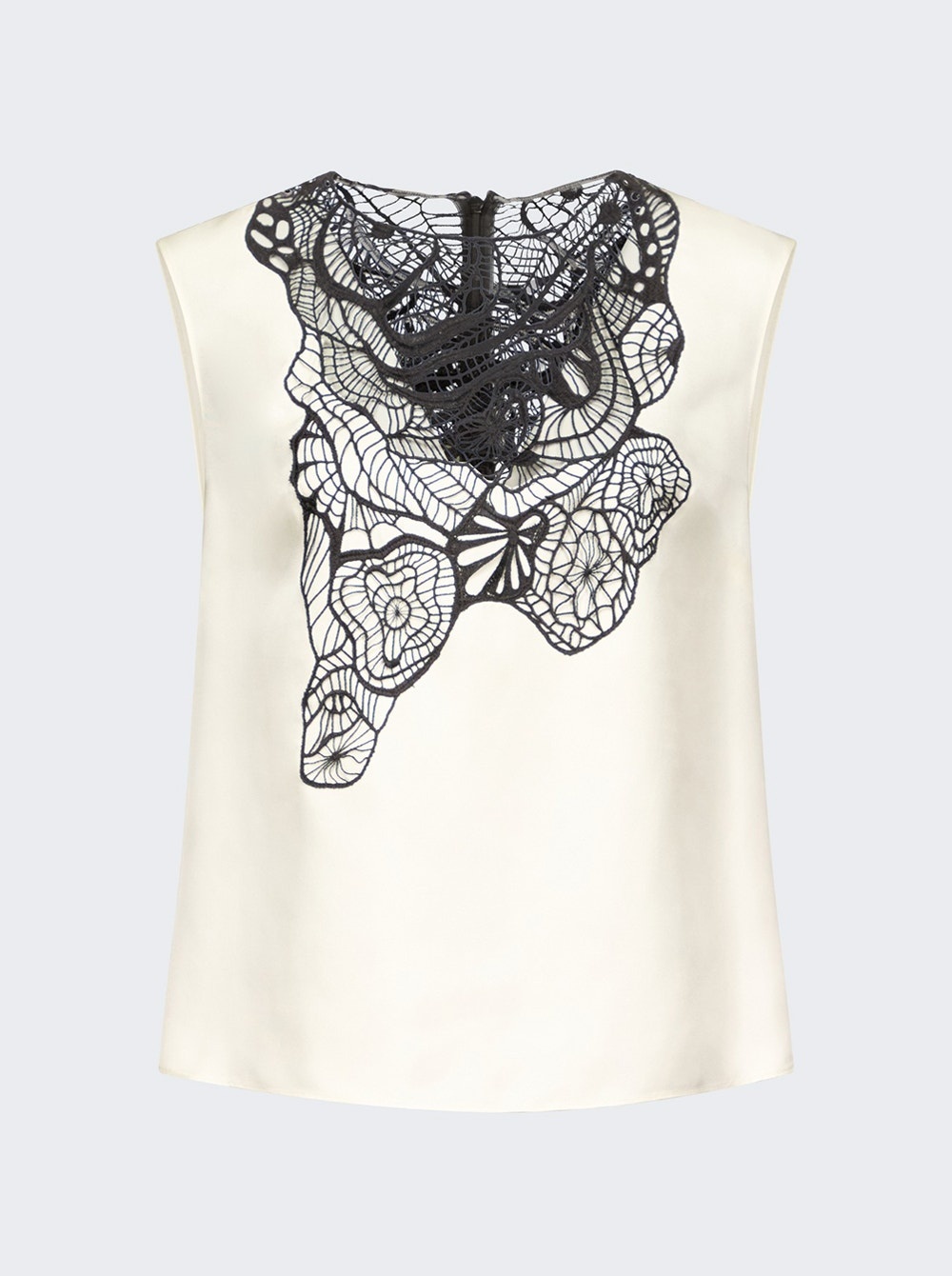 Pola Sleeveless Top With Lace Ivory And Black - 1