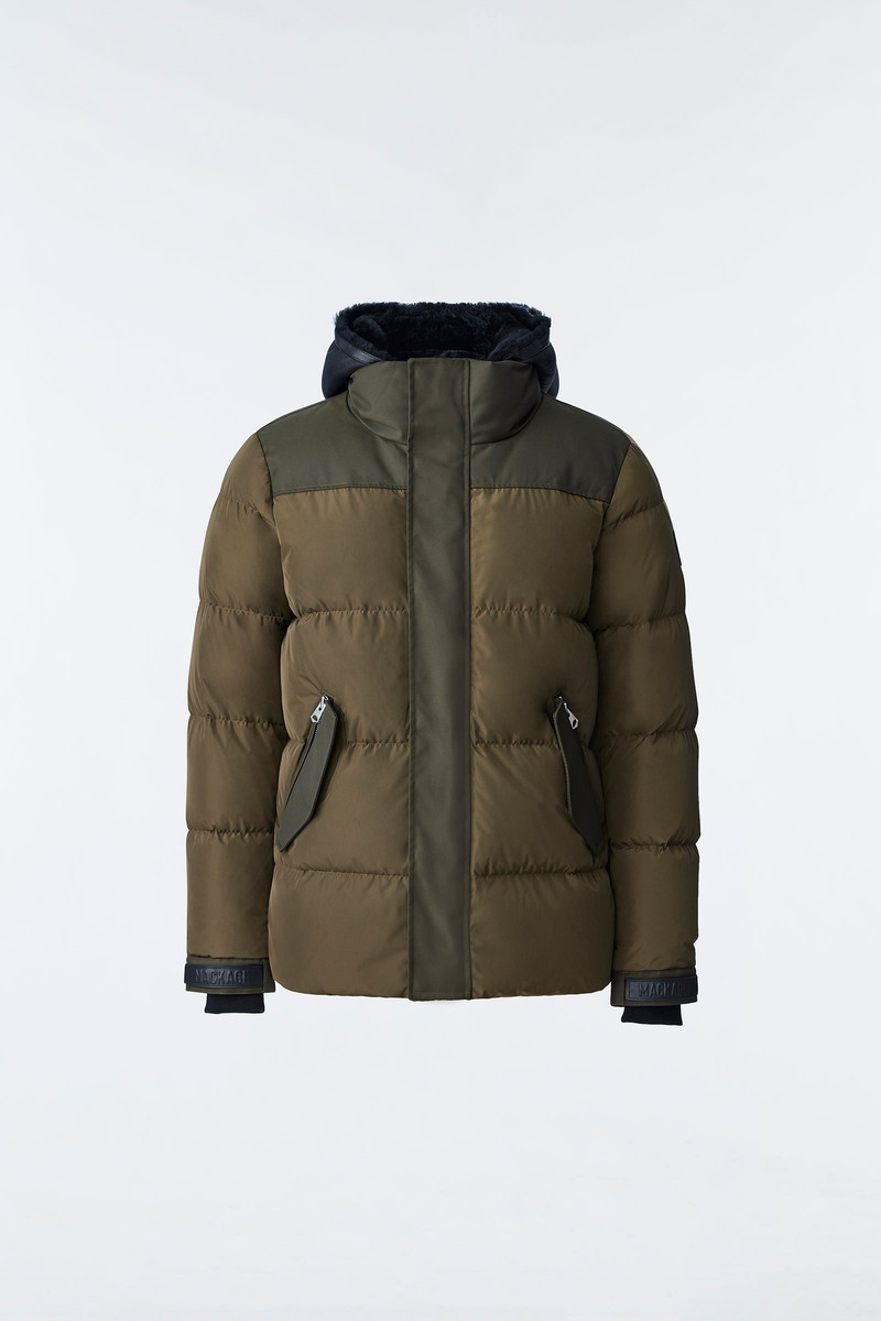 RILEY classic down jacket with removable shearling bib 1