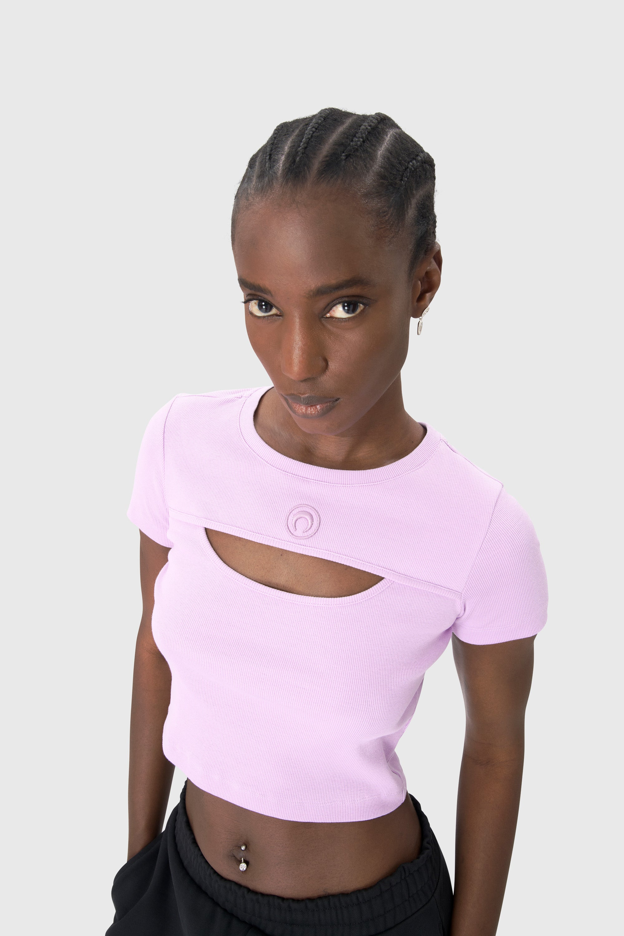 Moon Logo Ribbed Jersey Cut-Out T-Shirt - 3