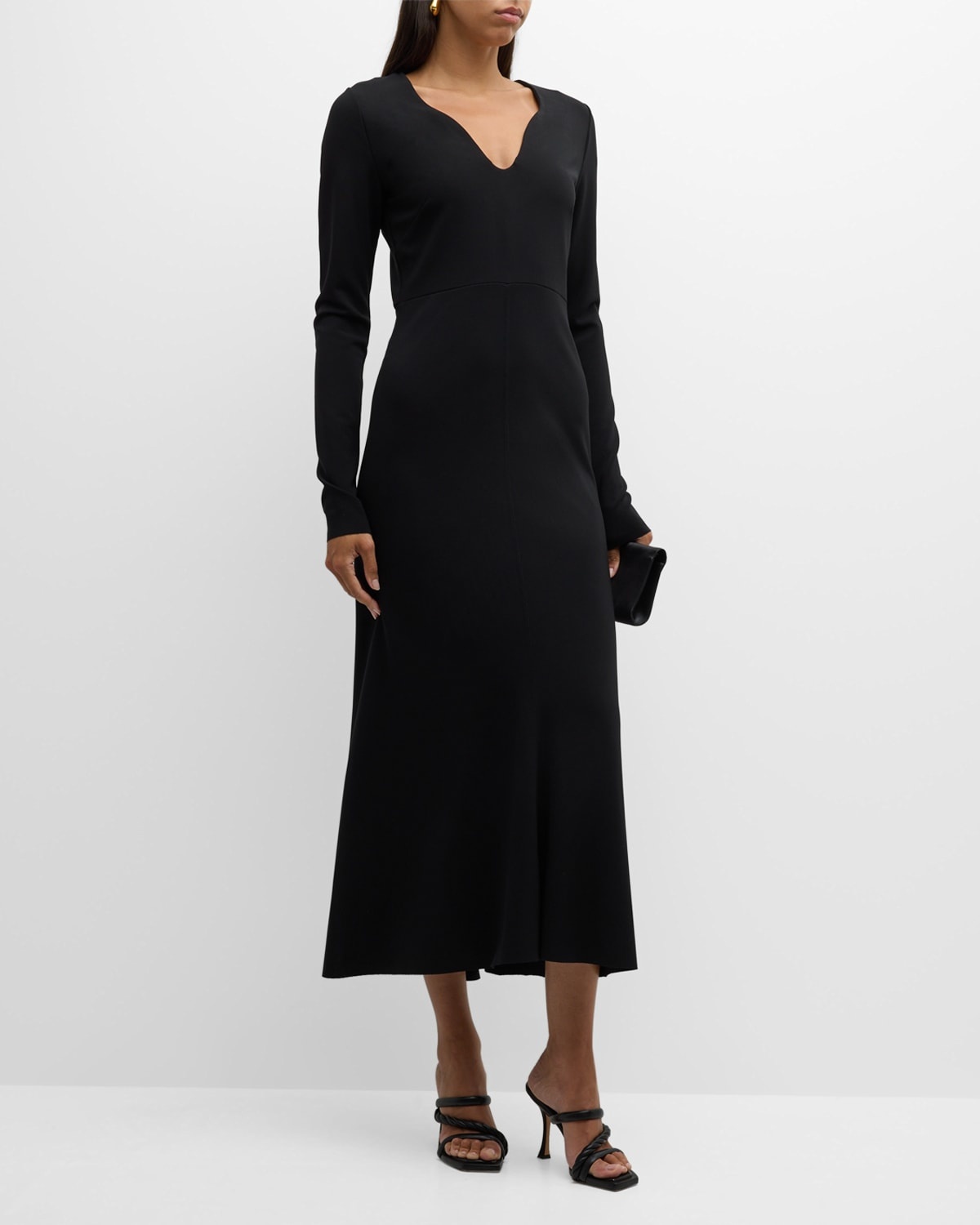 Soft Shape Long-Sleeve A-Line Midi Dress - 3