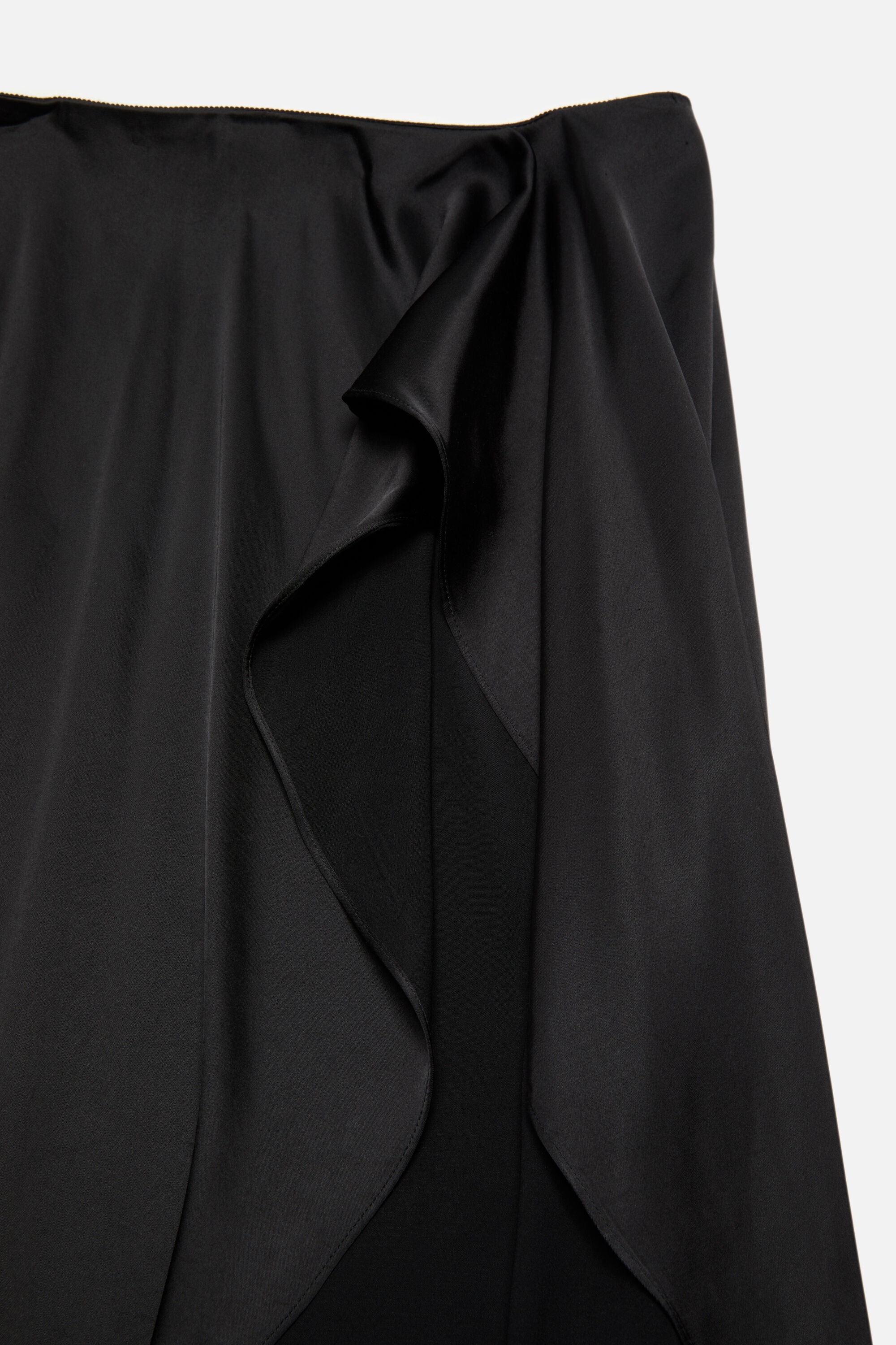 Layered Satin Skirt - Black - 5