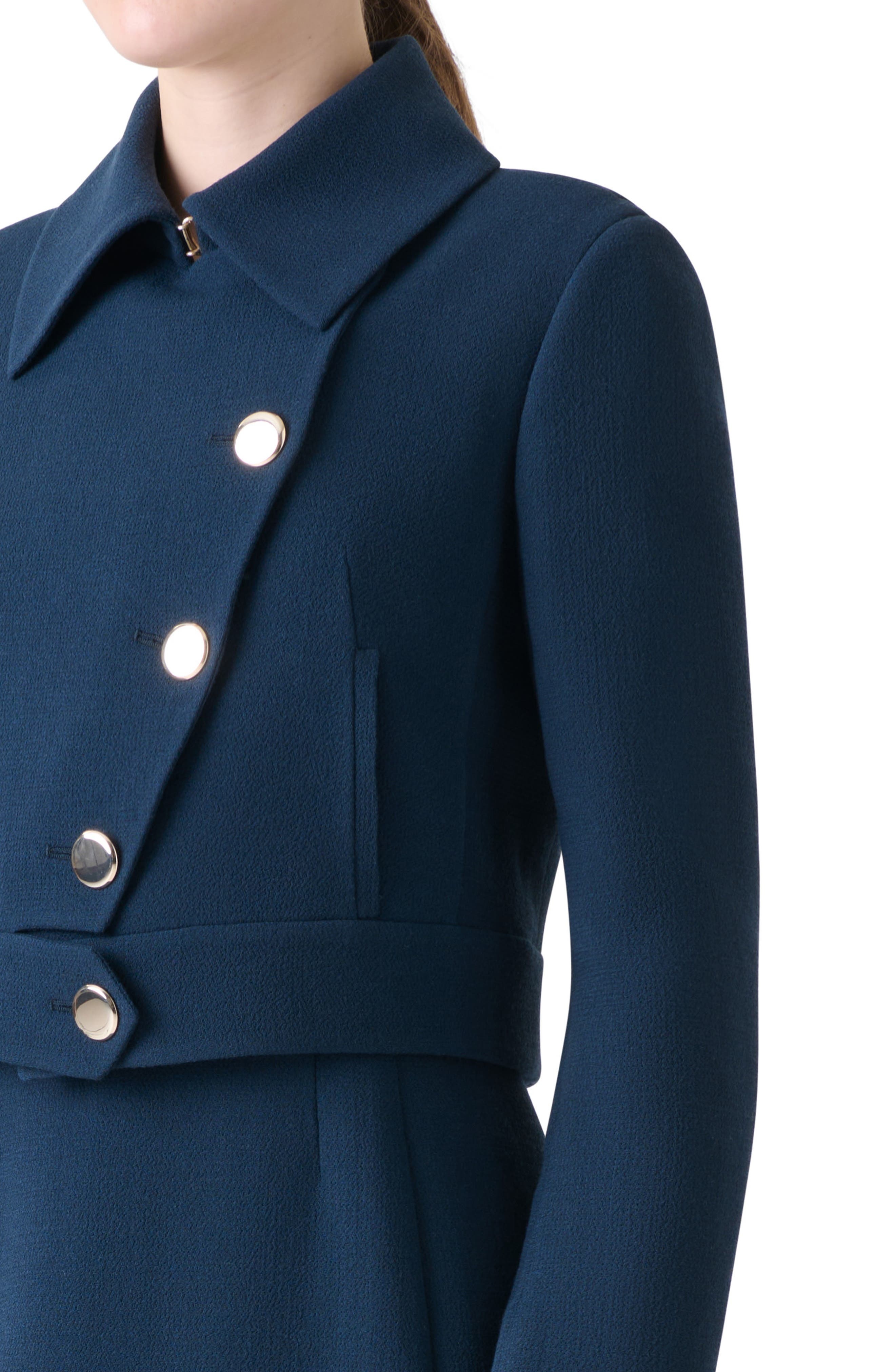Akris Dana Double Face Wool Crepe Crop Jacket in Denim Blue at Nordstrom - 4