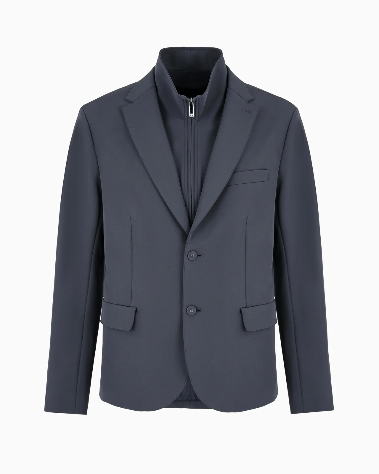 Single-breasted jacket with full-zip detachable inner panel in smooth lightweight nylon - 1