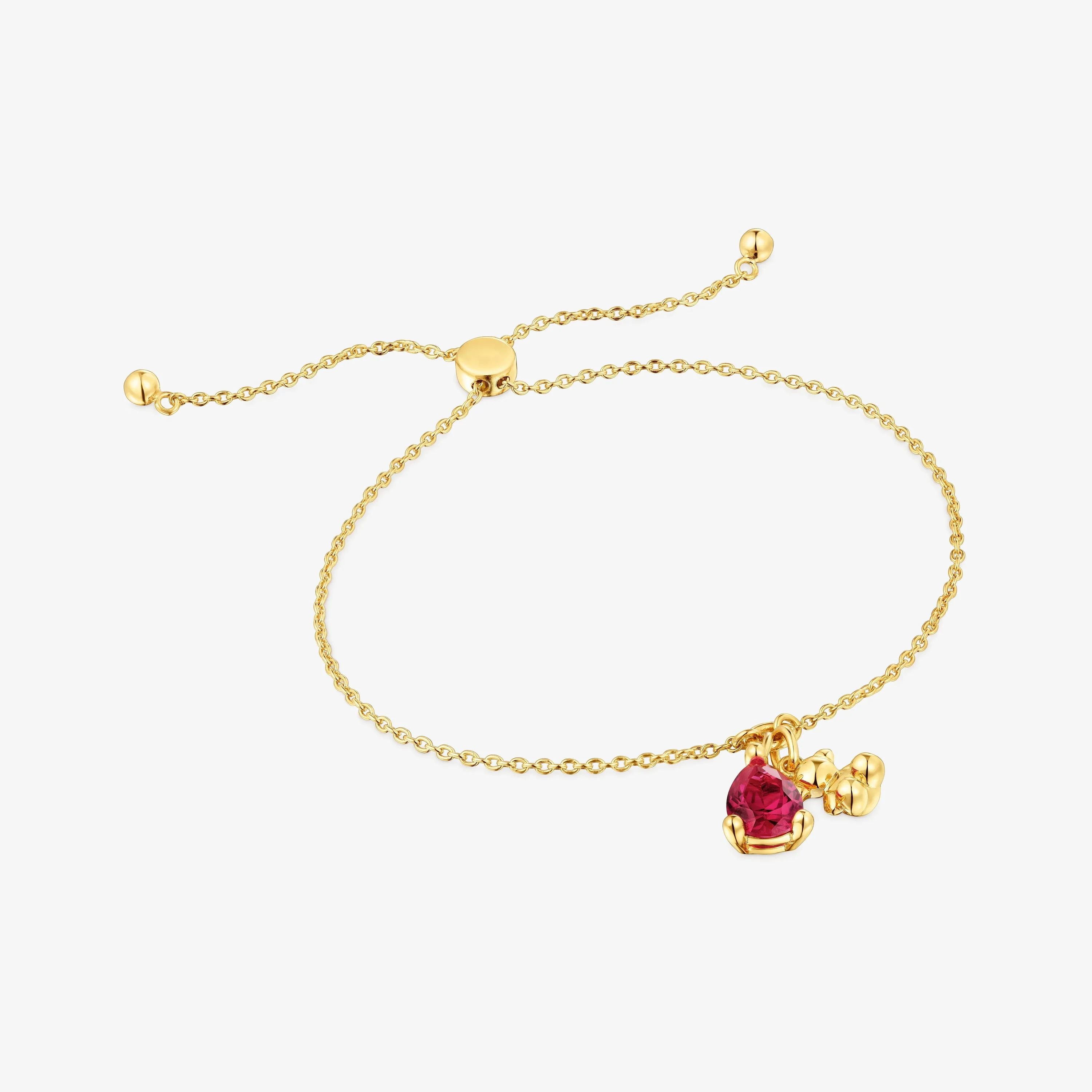 18K gold vermeil bear motif chain Bracelet with lab-grown ruby Bold Bear LGG - 1