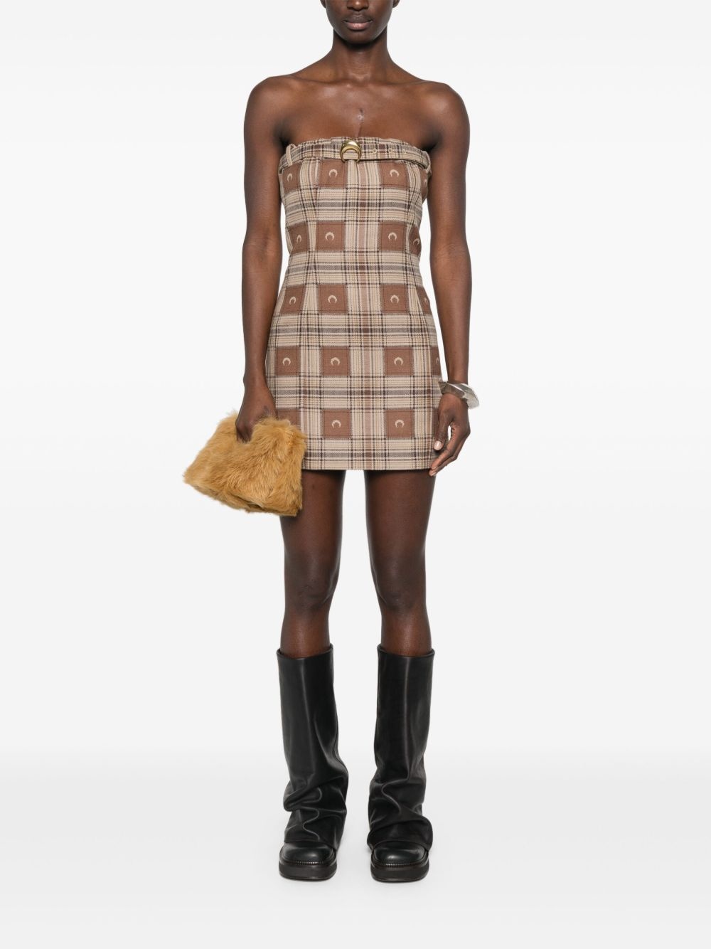 moon check-jacquard mini dress - 2