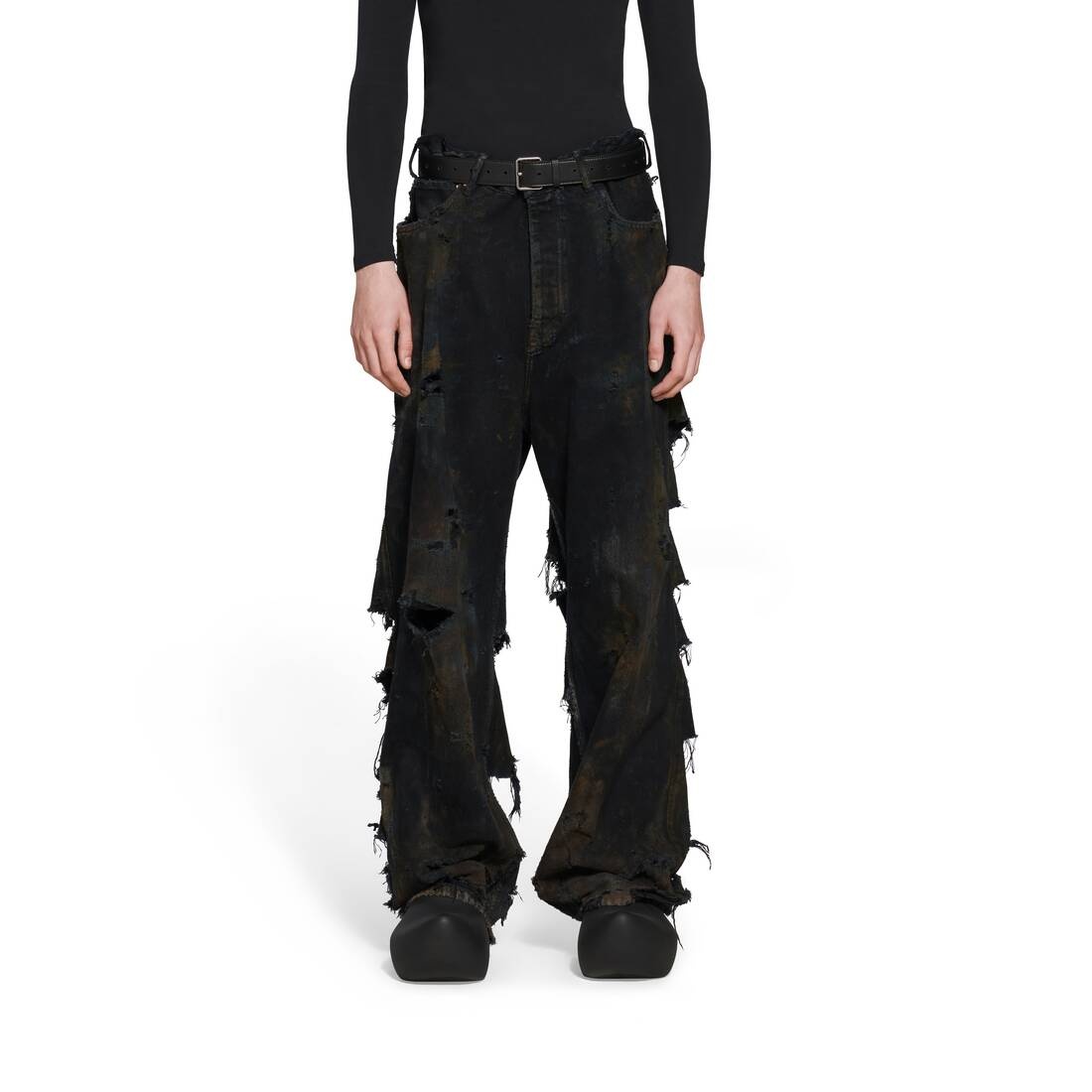 Super Destroyed Baggy Pants in Black - 5