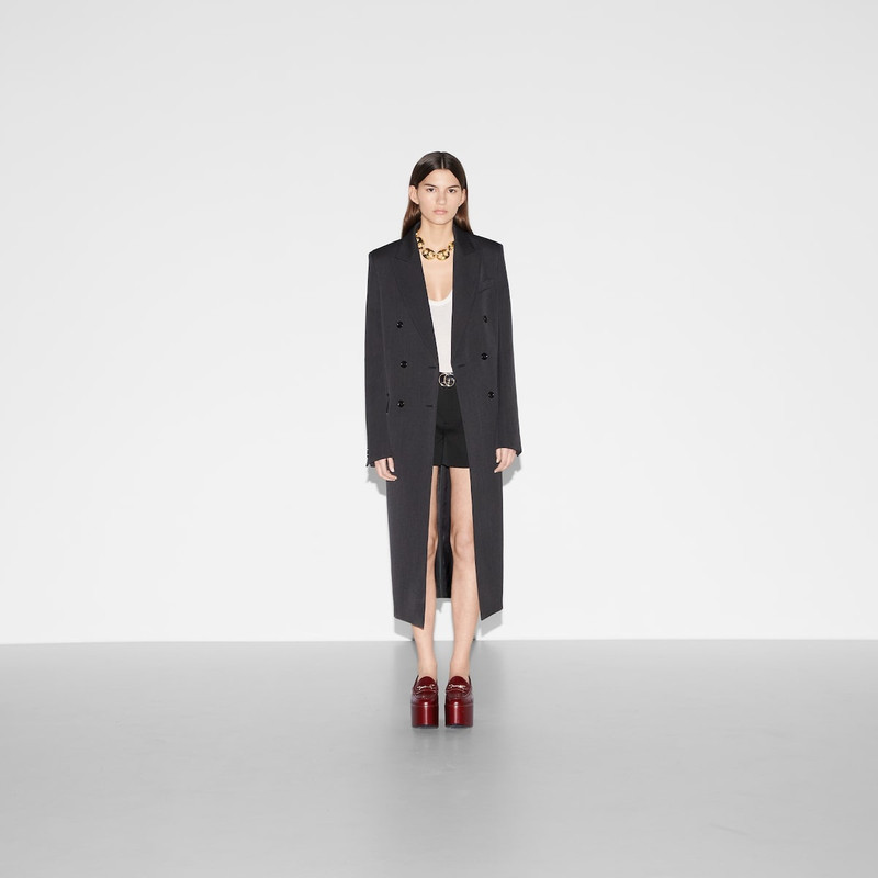 GUCCI Double-breasted long wool coat outlook