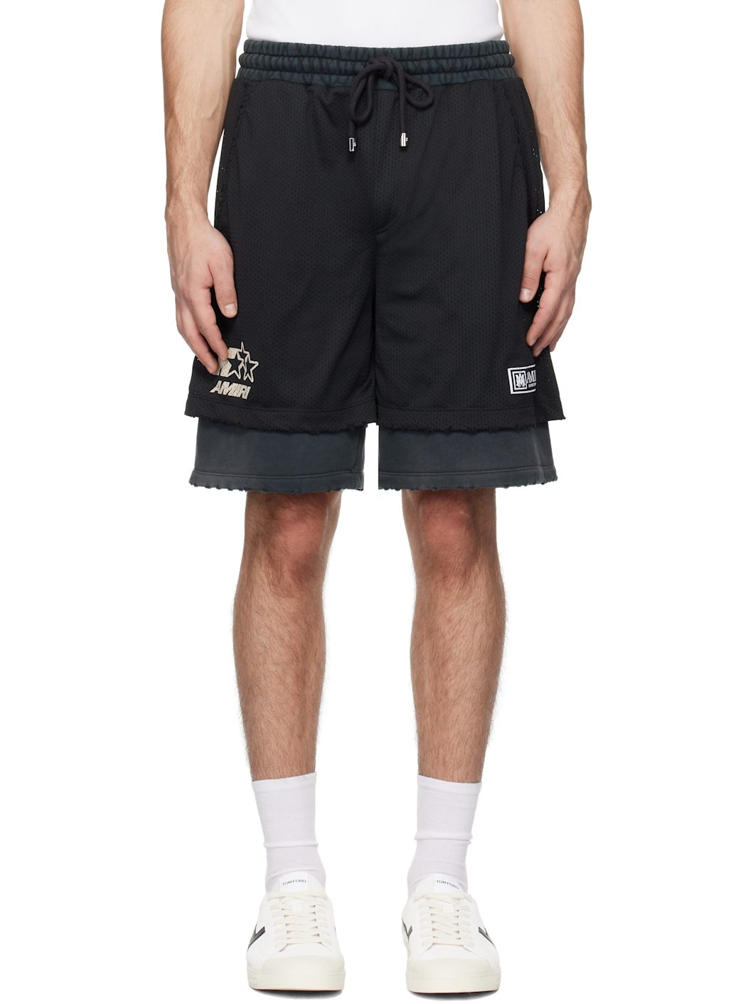 Black 'Amiri' Mesh Basketball Shorts - 1