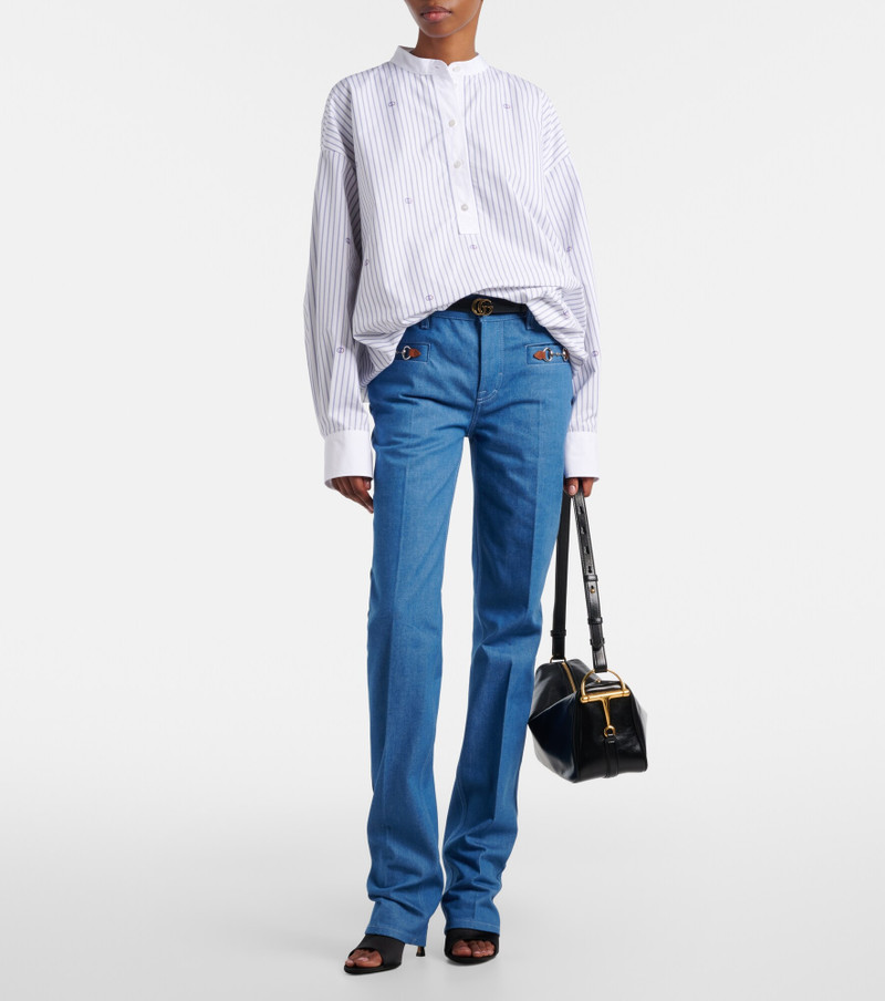 GUCCI Horsebit cotton chambray slim pants outlook