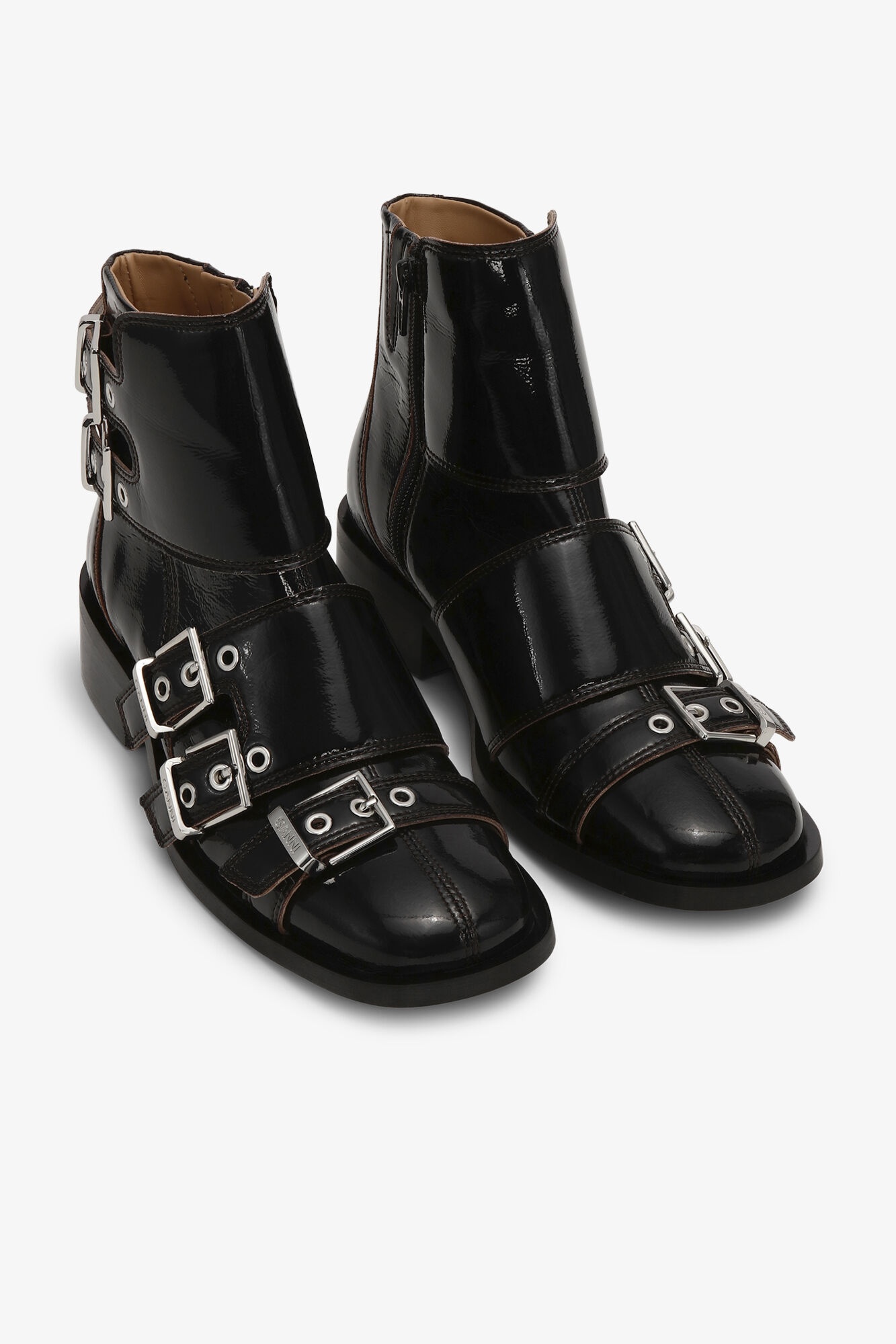 BLACK FEMININE BUCKLE NAPLACK BOOTS - 2