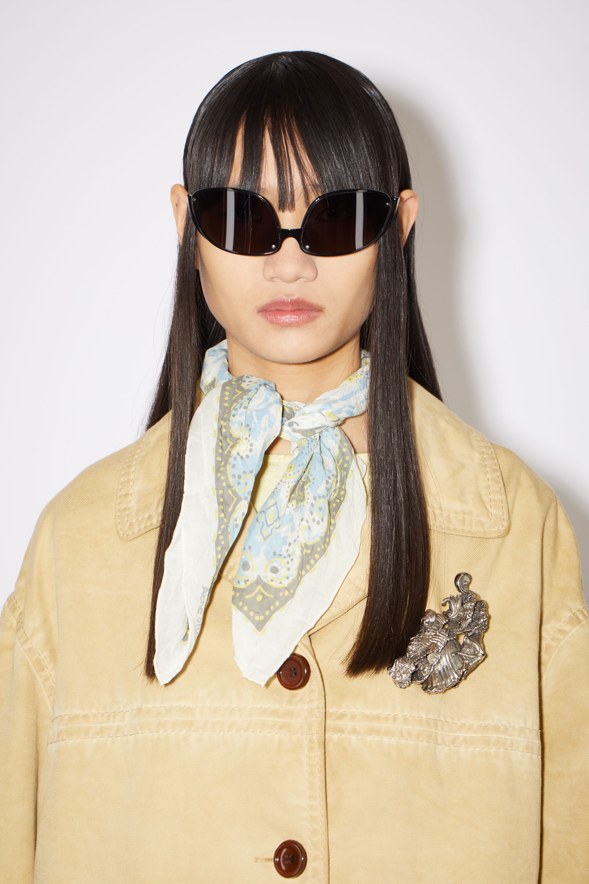 Cotton-silk scarf - White/light blue - 2
