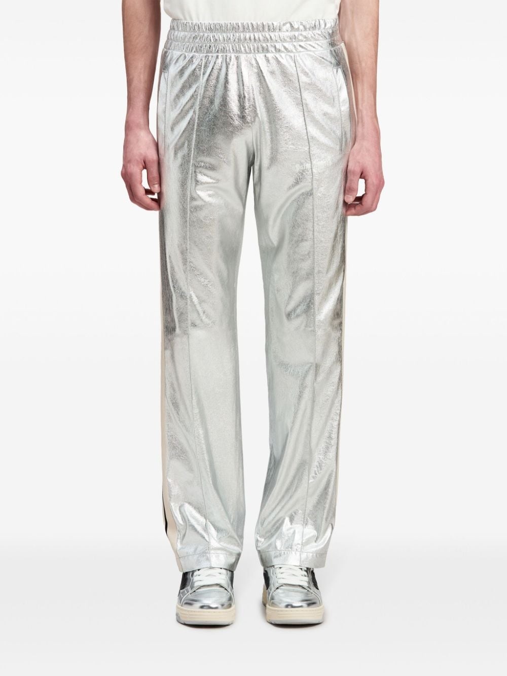 metallic-finish leather trousers - 3