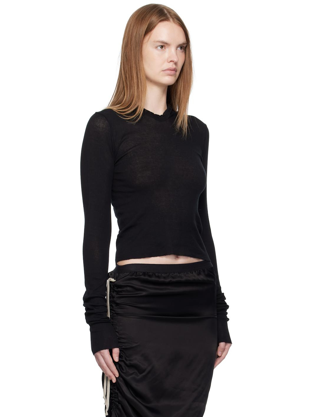 Black Concordians Cropped Rib LS Hoodie - 2
