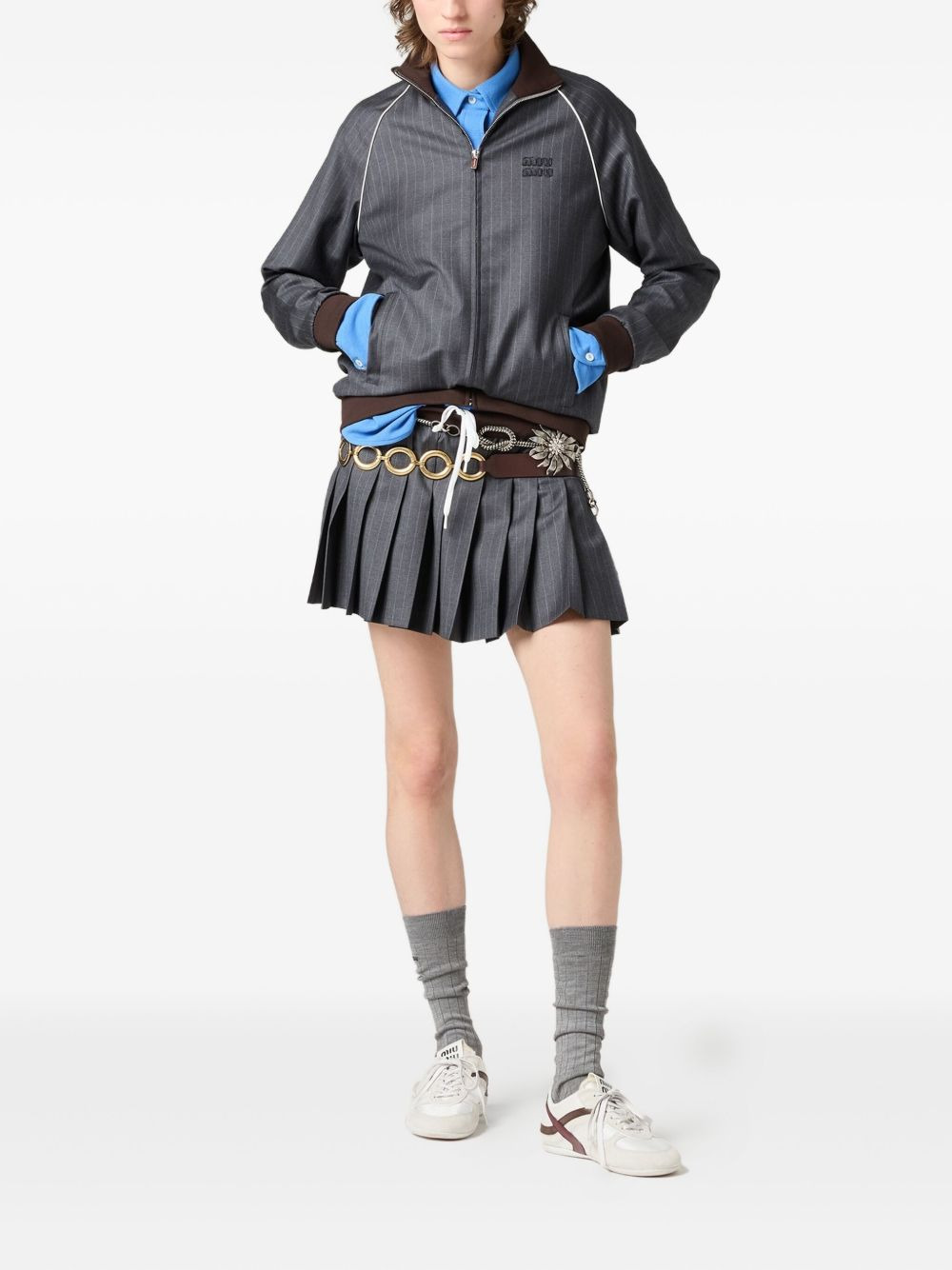 pinstripe pleated skirt - 2