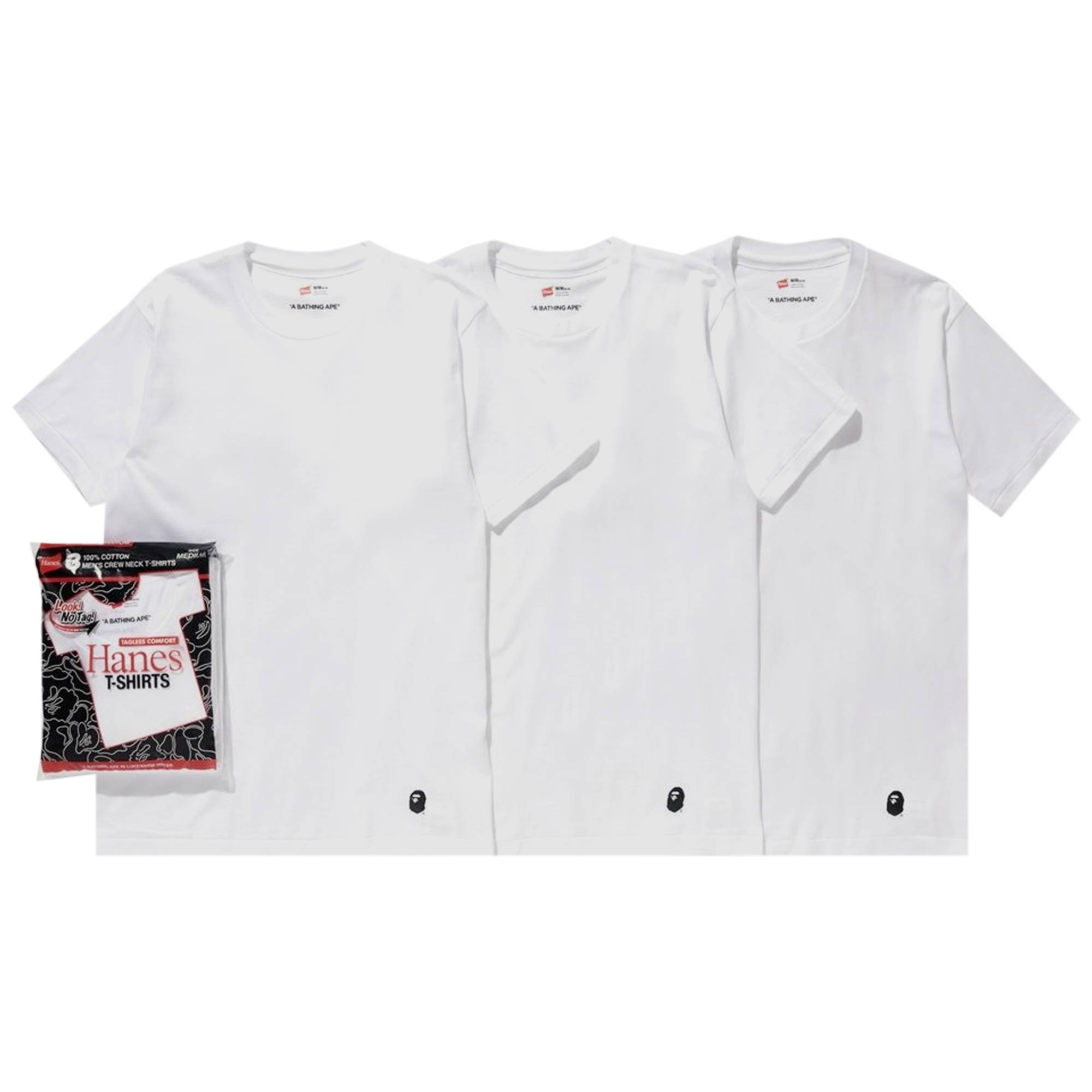 A BATHING APE® BAPE x Hanes3P T-Shirts 'White' | REVERSIBLE