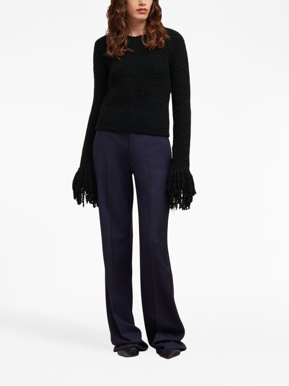 fringed-trim cropped jumper - 2
