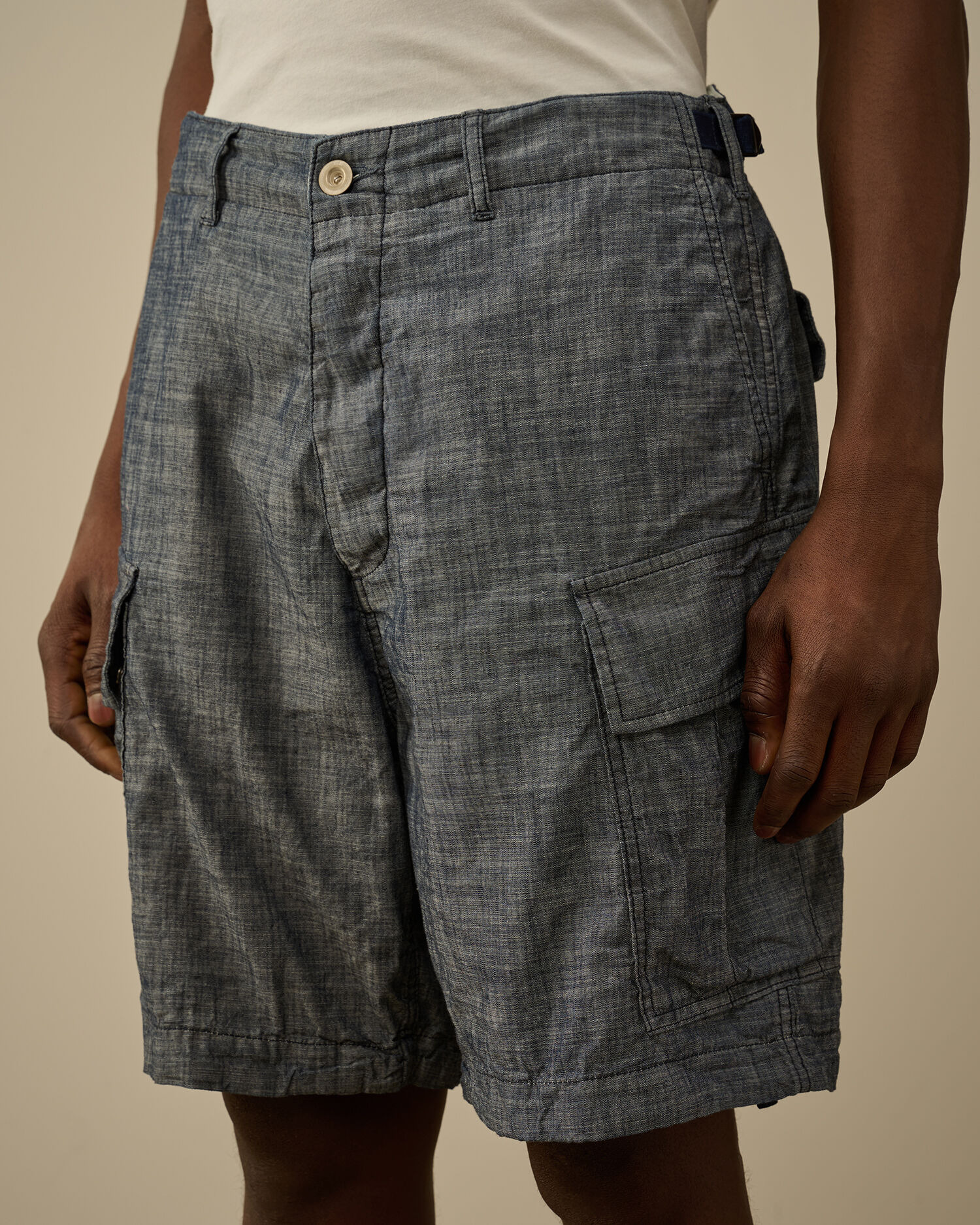 Chambray Cargo Shorts - 5