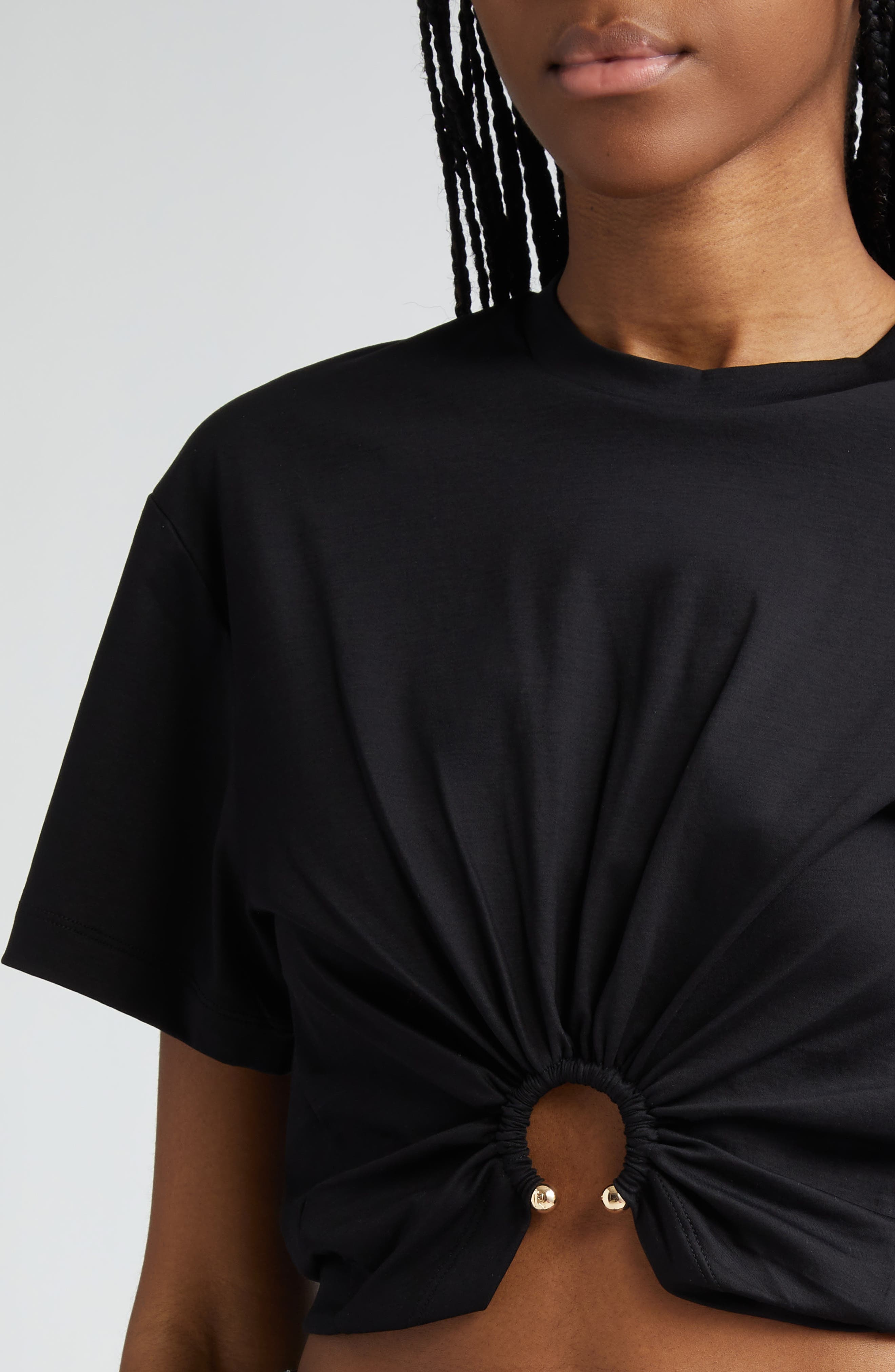 Rabanne Hardware Detail Cotton T-Shirt in Black at Nordstrom - 5