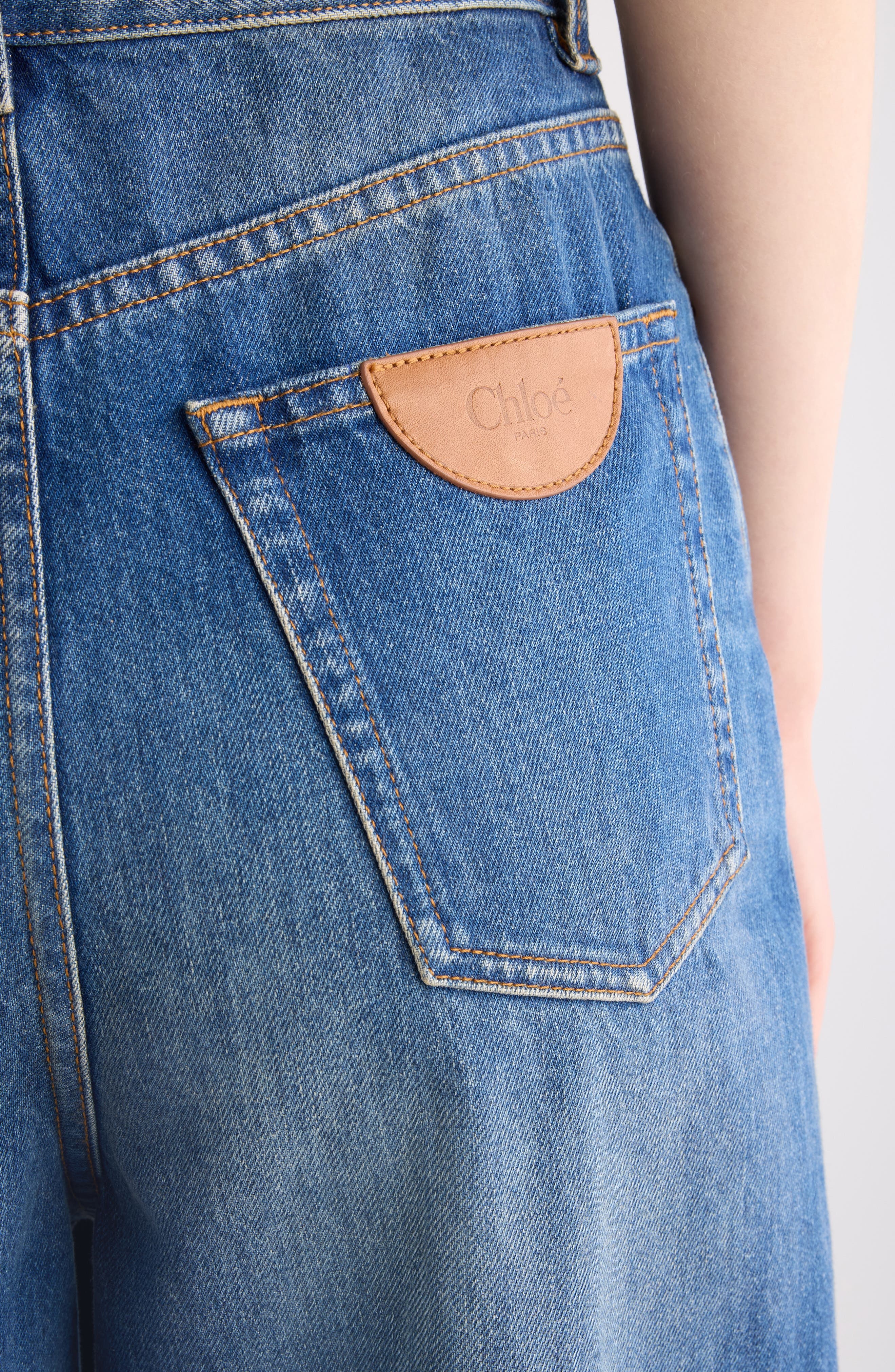 Chloé High Waist Wide Leg Jeans in Night Blue at Nordstrom - 5