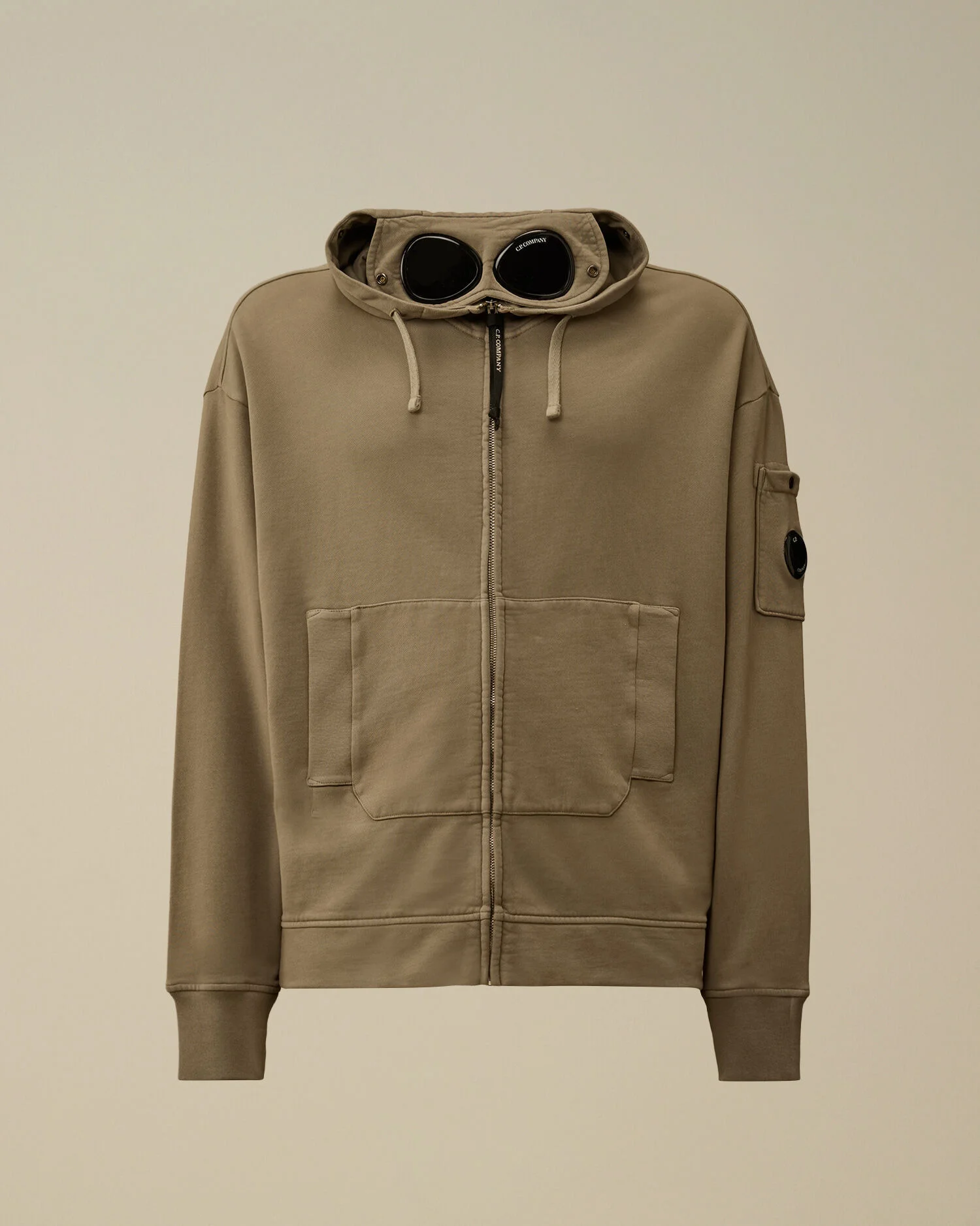 Brushed and Emerized Diagonal Fleece Boxy Goggle Sweatshirt - 1