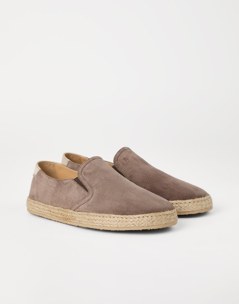 Washed suede slip-ons with rope insert - 1