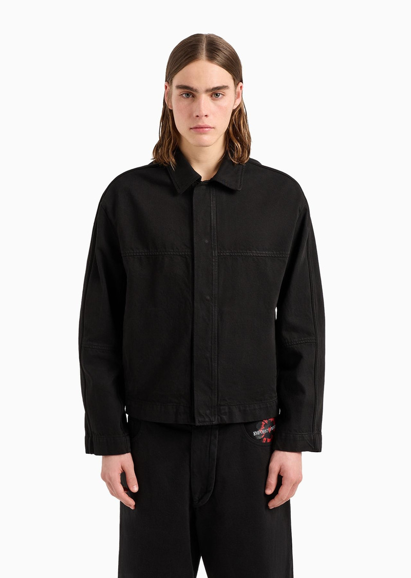 Garment-dyed bull denim jacket with Mon Amour print 2