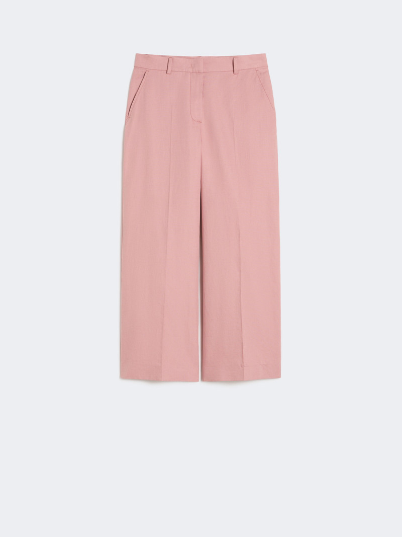 Cotton and linen canvas trousers - ANTIQUE ROSE 1