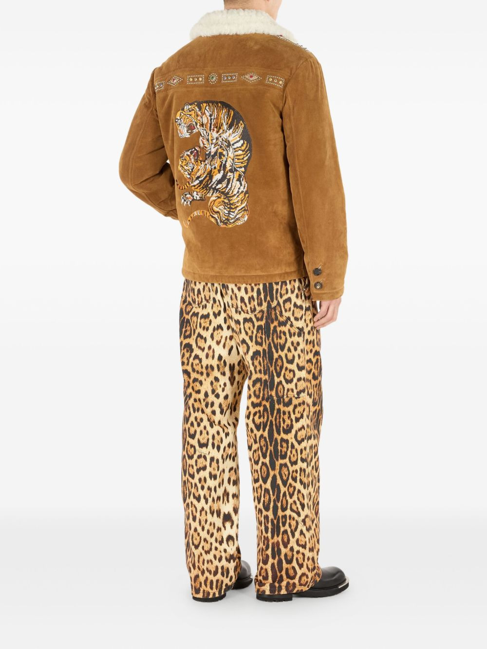 embroidered suede jacket - 4