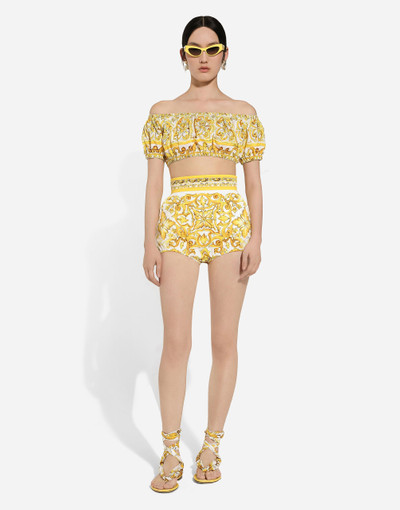 Dolce & Gabbana Cotton poplin crop top with majolica print outlook