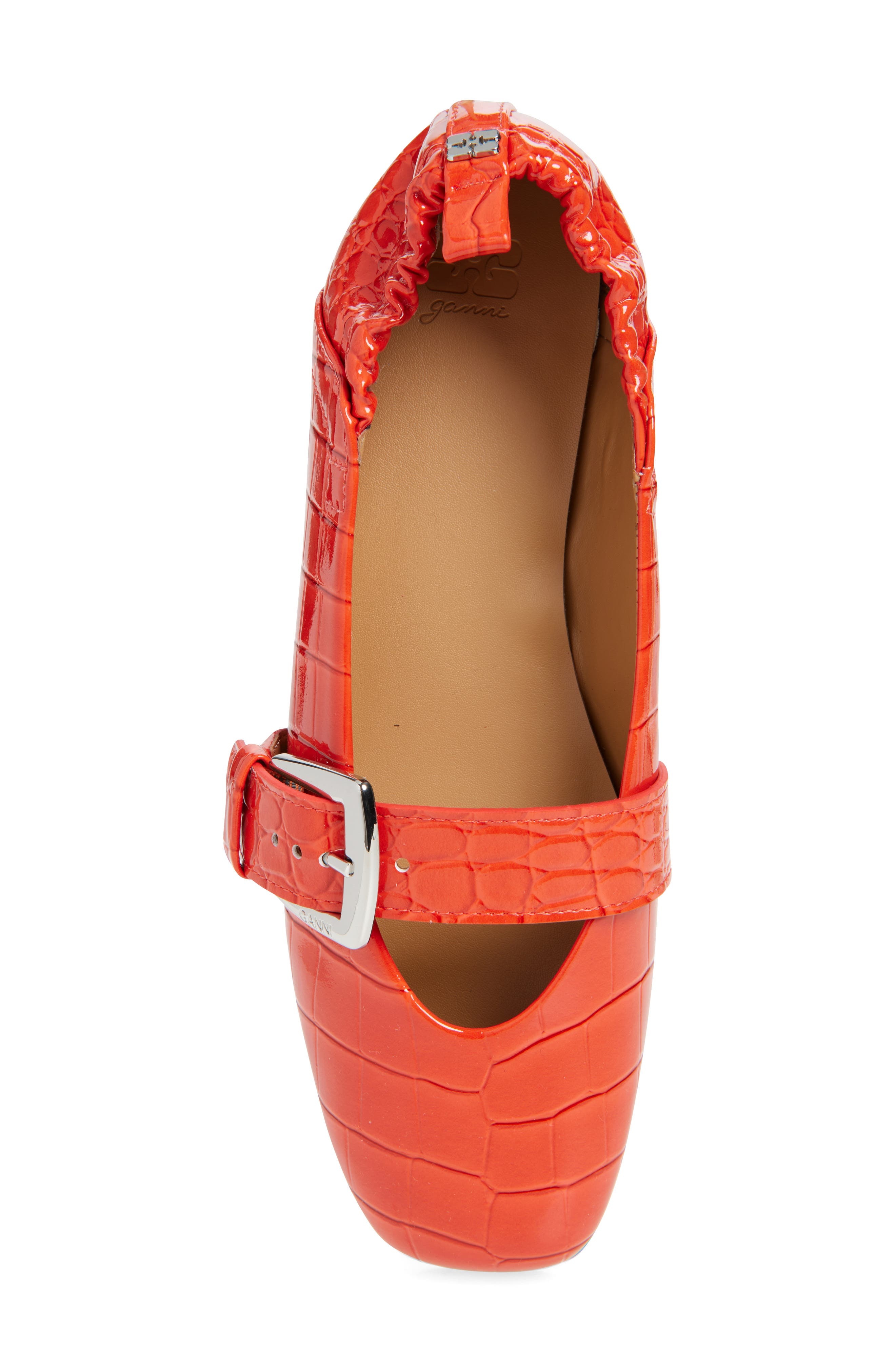 Ganni Mary Jane Ballet Flat in Orange at Nordstrom - 5