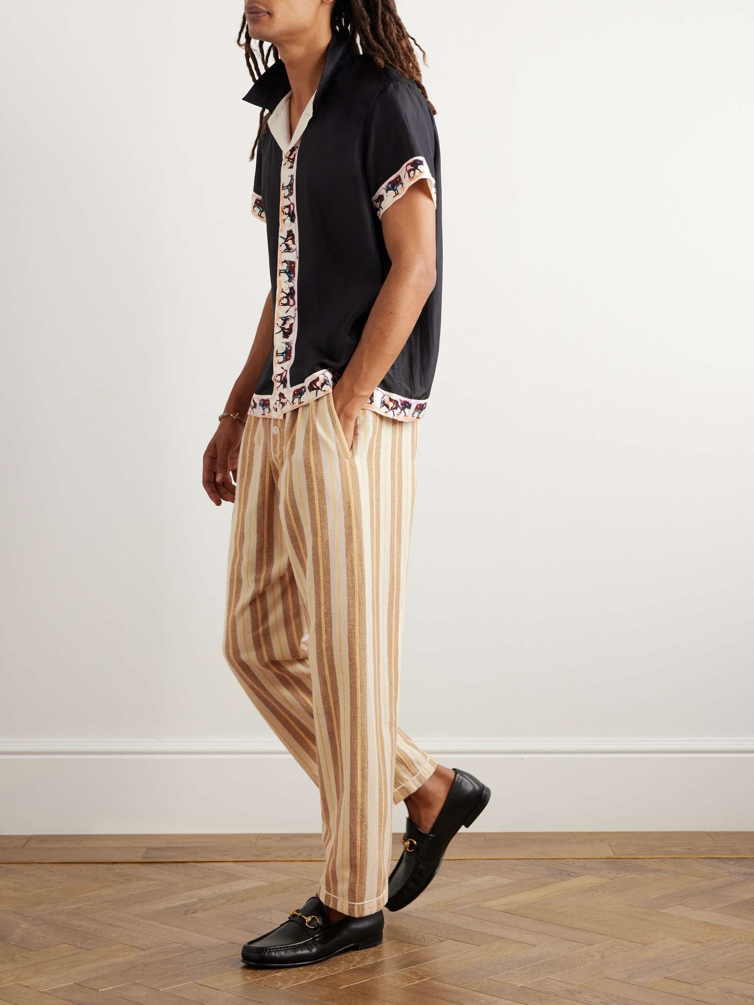 Straight-Leg Striped Cotton Trousers - 2