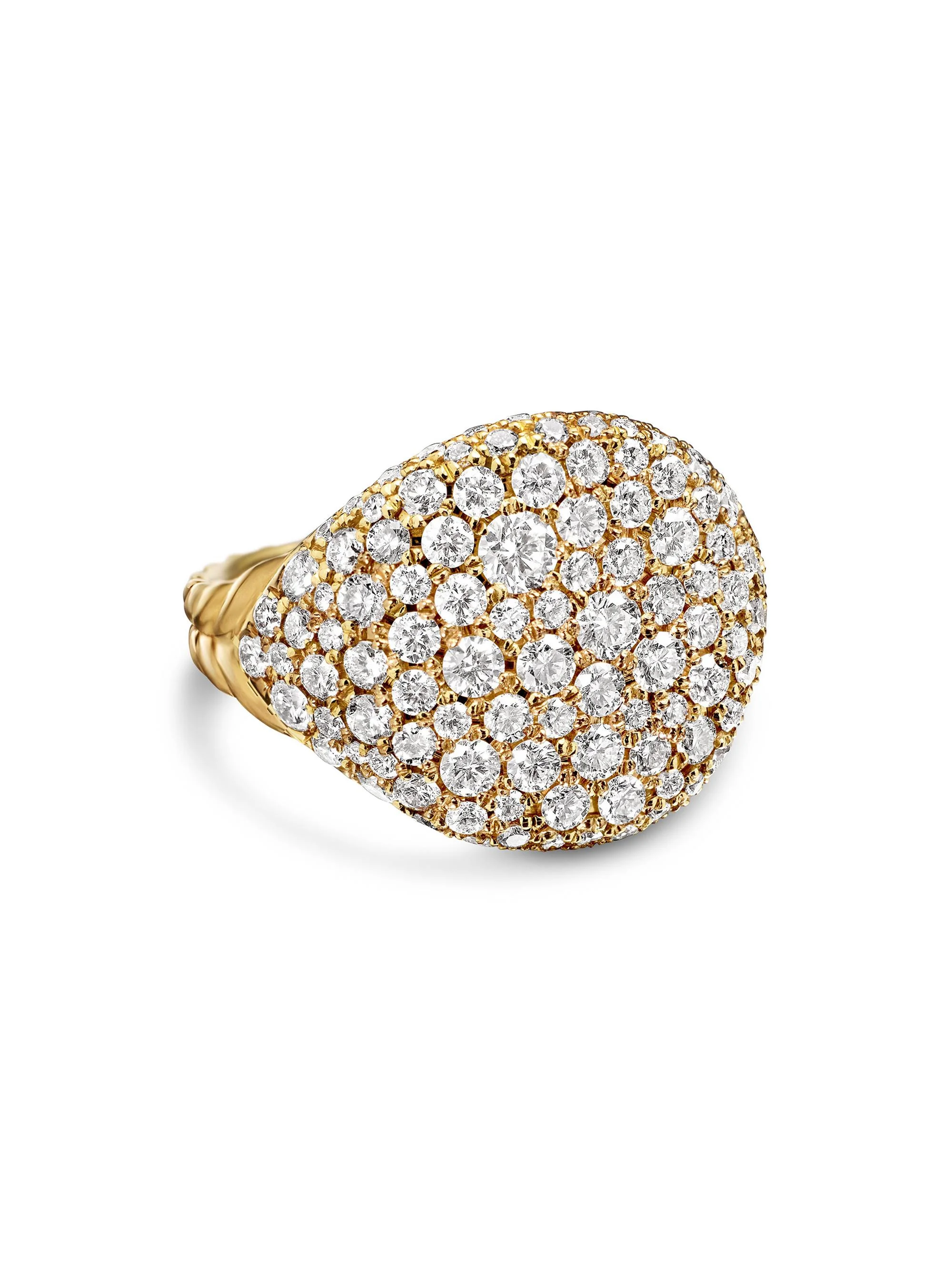 Women's Chevron Pinky Ring in 18K Yellow Gold - Diamond - 1