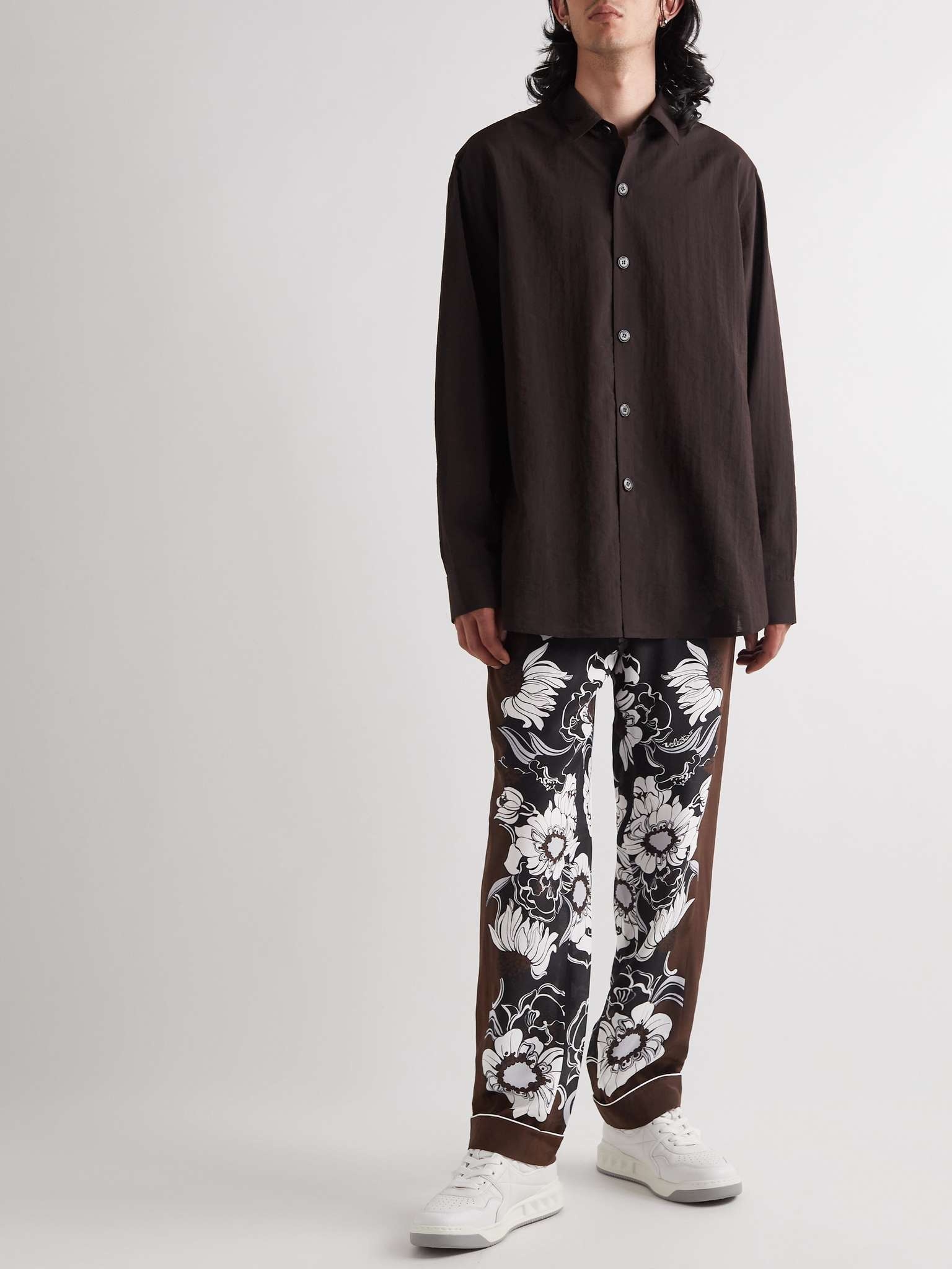 Straight-Leg Floral-Print Silk-Crepe Trousers - 2