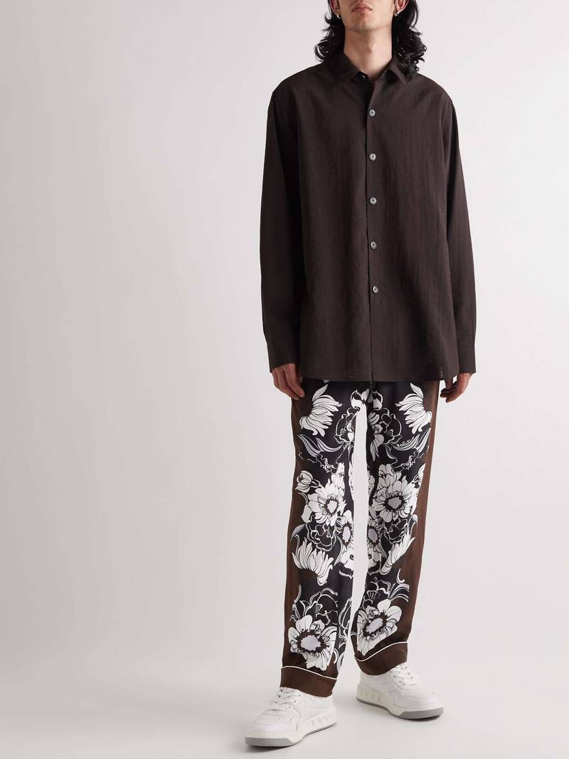 Valentino Straight-Leg Floral-Print Silk-Crepe Trousers outlook