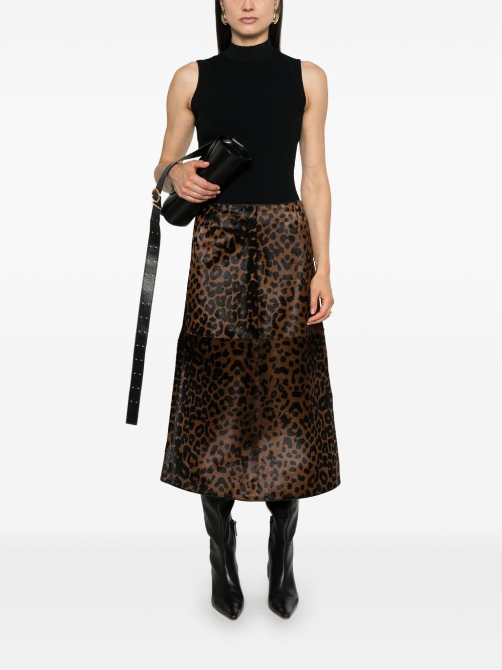 Zeron leopard-print leather skirt - 2