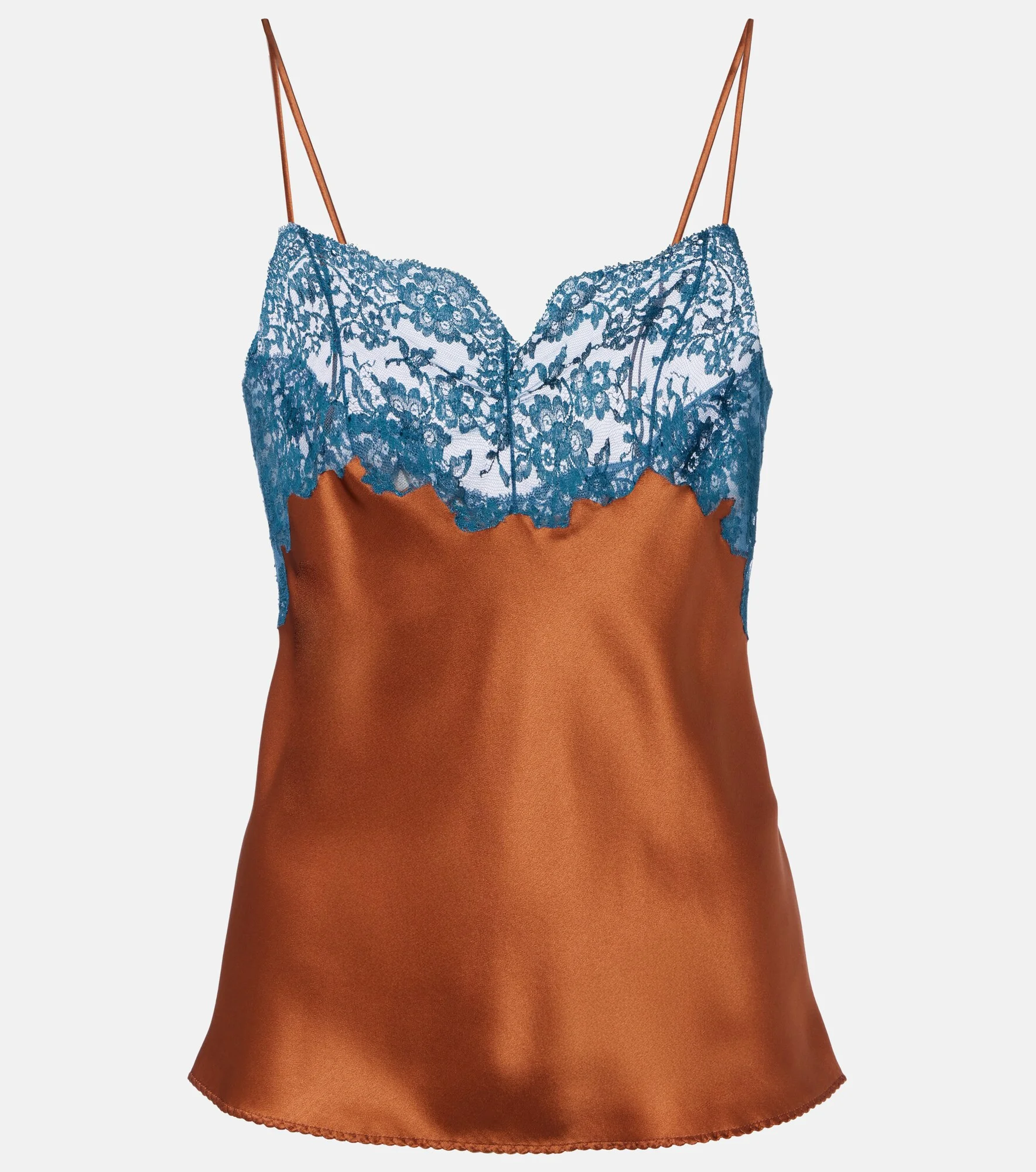Lace-trimmed silk satin camisole - 1