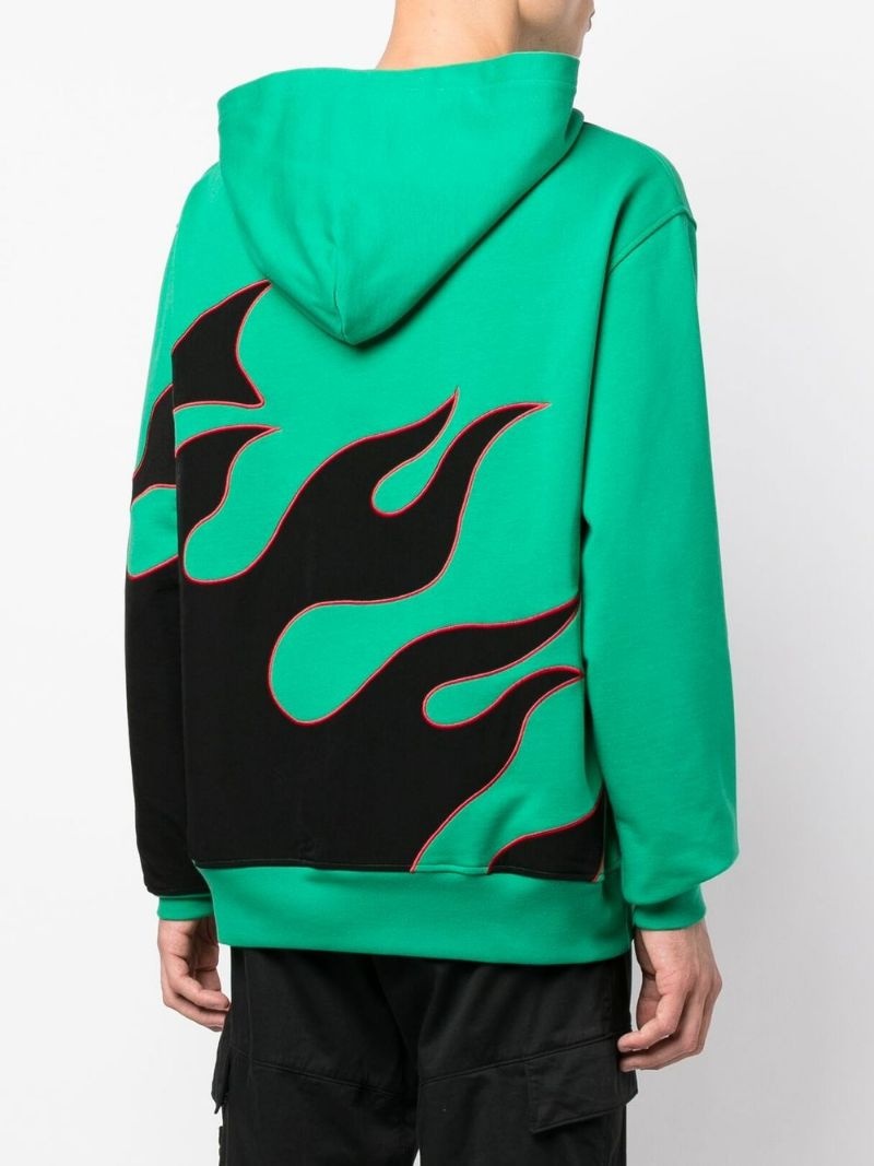 flame-print cotton hoodie - 4