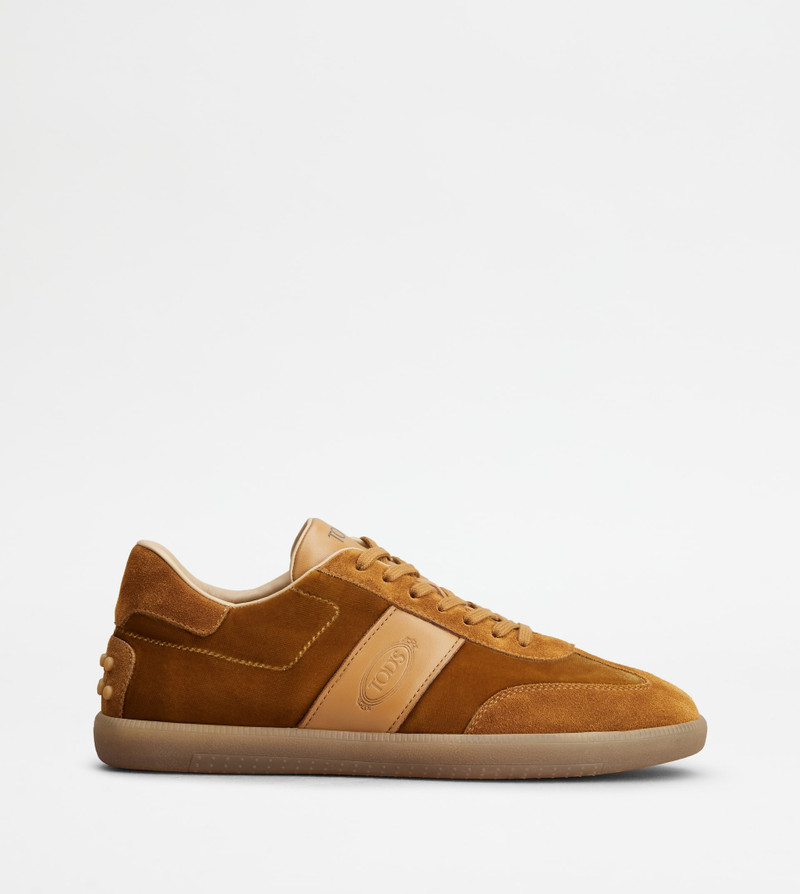 TOD'S TABS SNEAKERS IN VELVET AND SUEDE - BROWN 1
