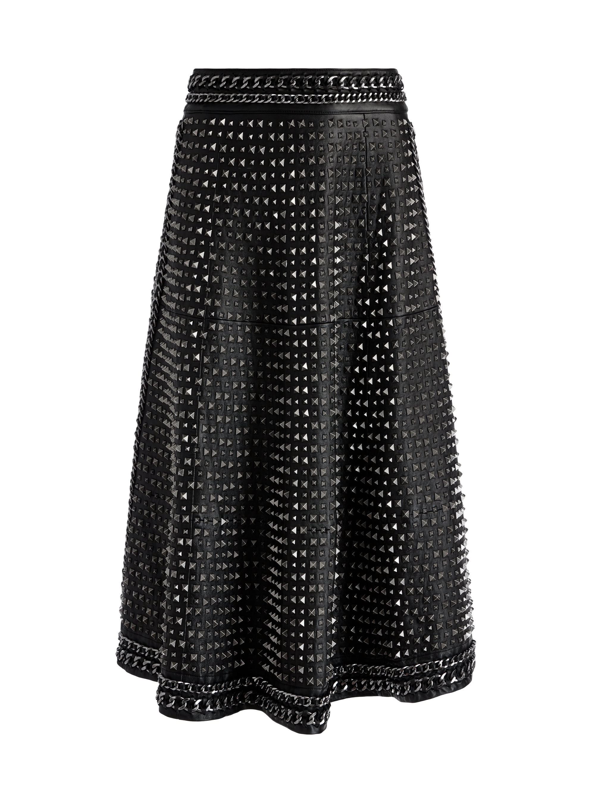 SOSIE STUDDED LEATHER MIDI SKIRT - 1